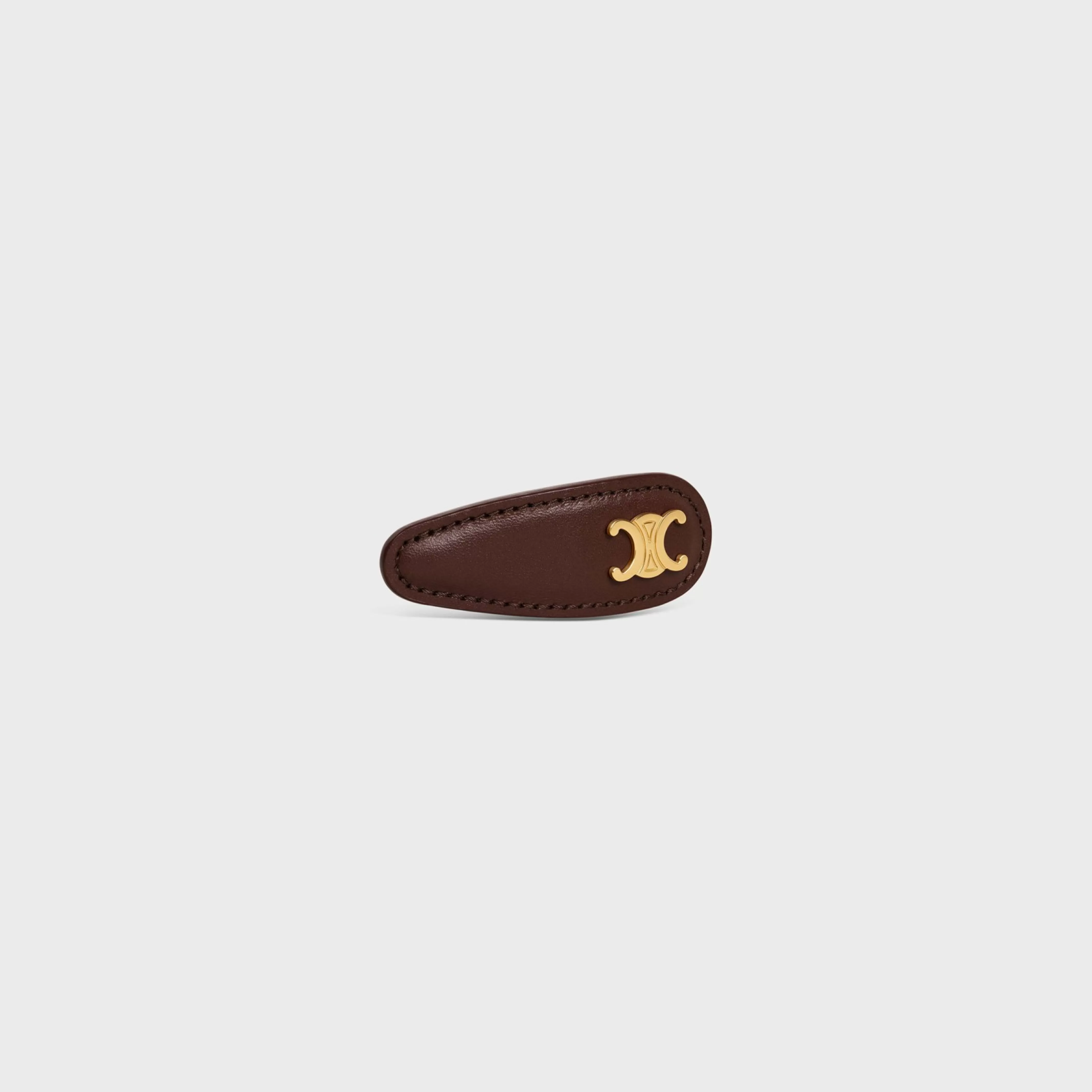 Snap Hair Clip in Calfskin, Brass with Gold Finish and Steel^CELINE Shop
