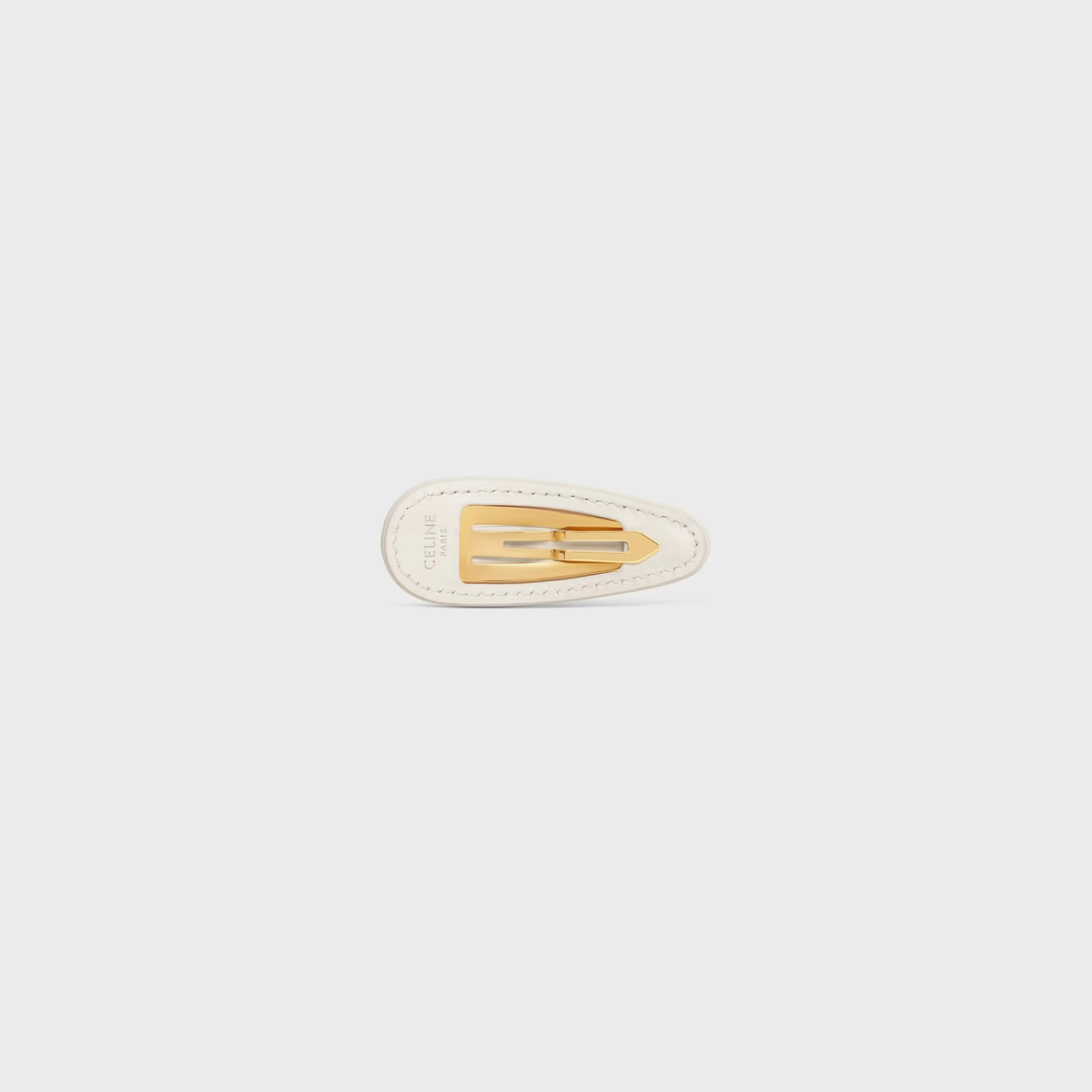 Snap Hair Clip in Calfskin, Brass with Gold Finish and Steel^CELINE Store