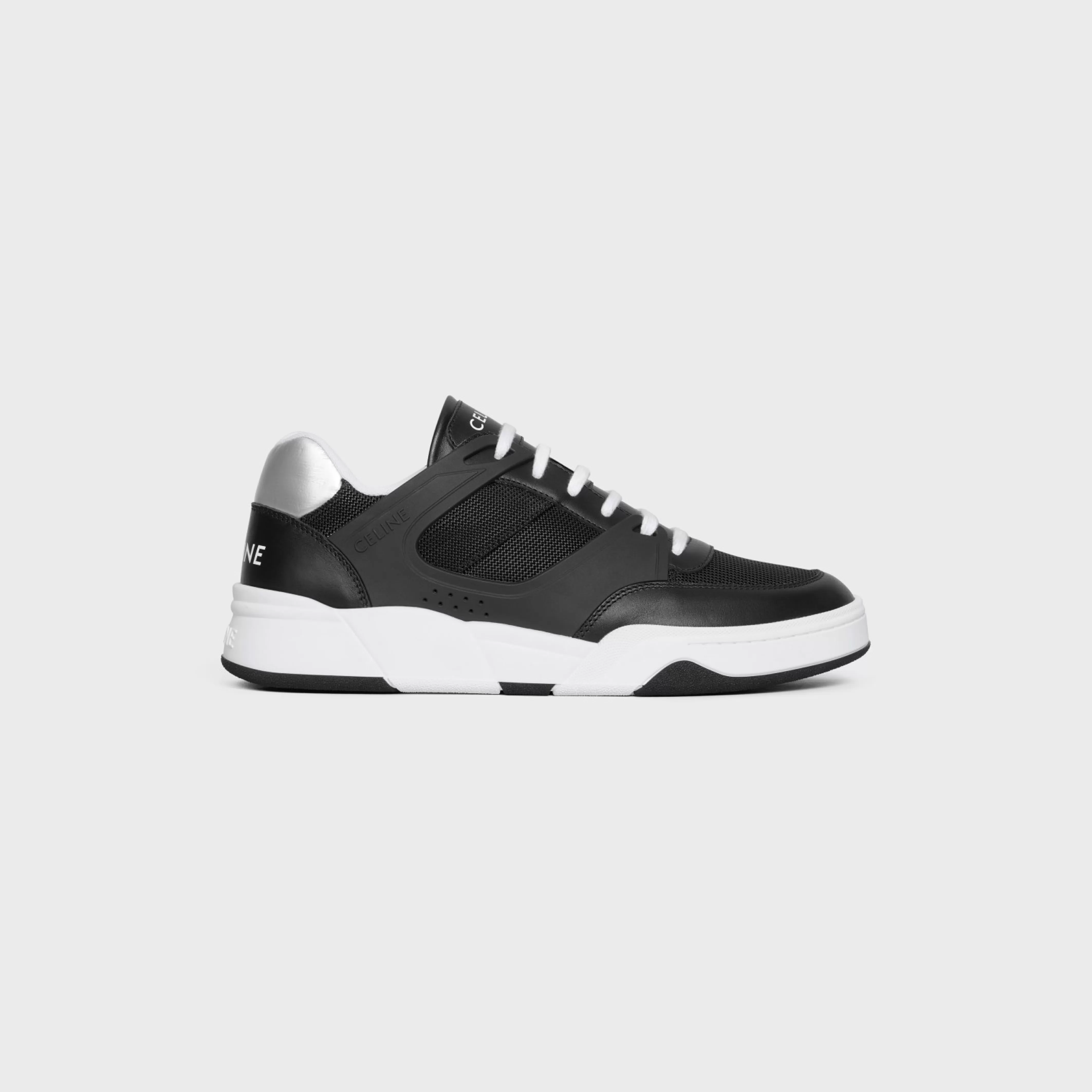 TRAINER CT-07 LOW LACE-UP SNEAKER in Mesh, Calfskin AND Laminated Calfskin^CELINE Online
