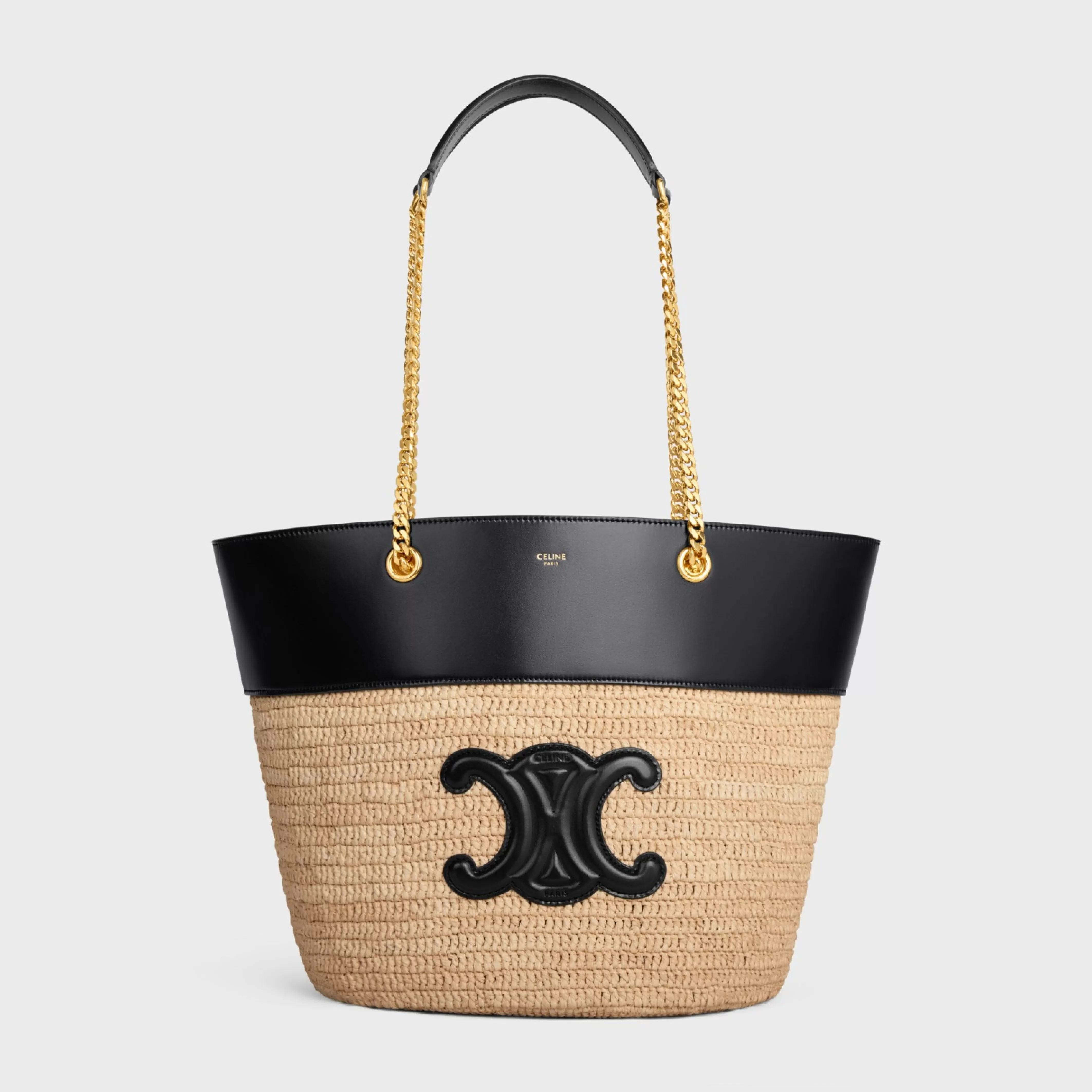 CHAIN BUCKET CLASSIC PANIER in RAFFIA and CALFSKIN^CELINE Outlet