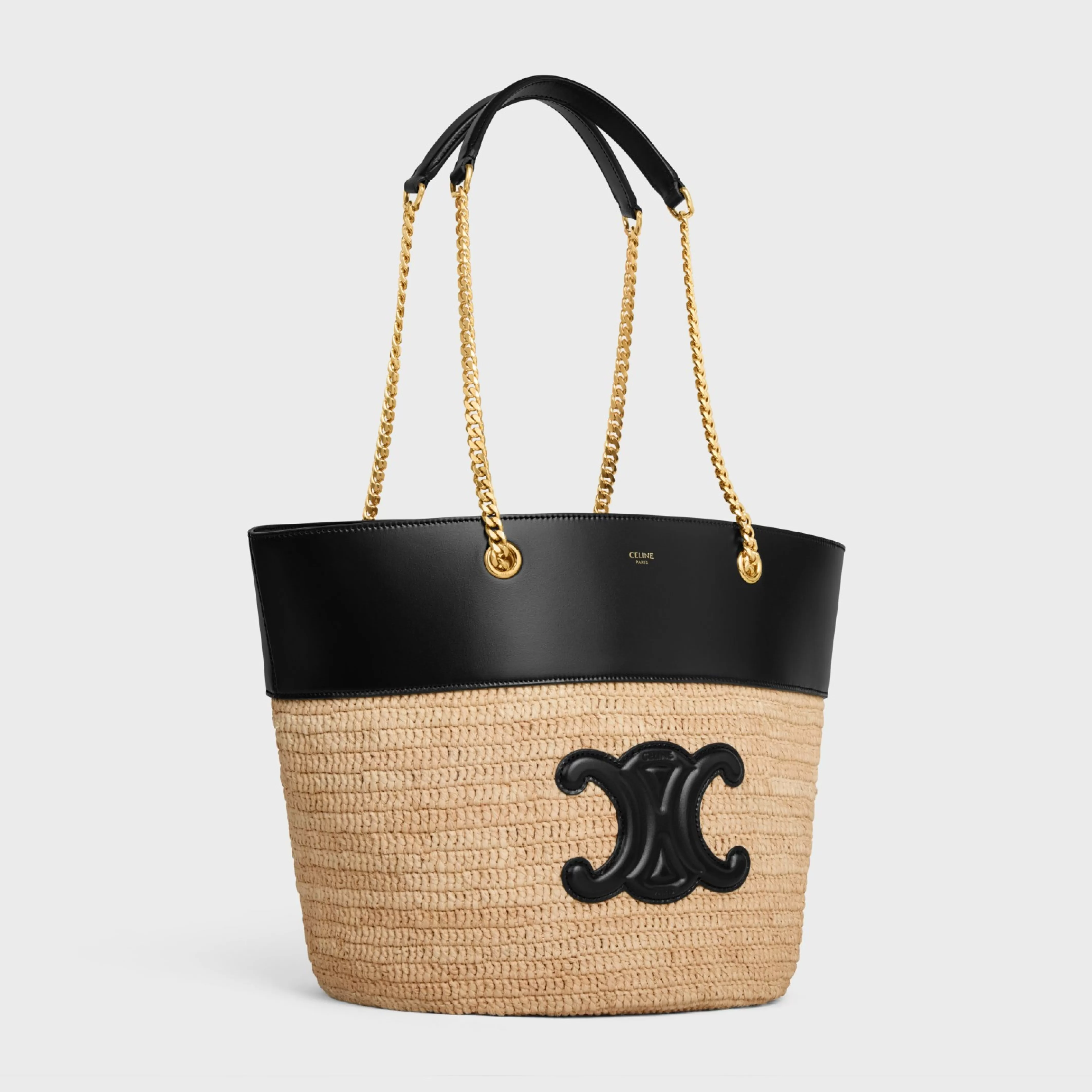 CHAIN BUCKET CLASSIC PANIER in RAFFIA and CALFSKIN^CELINE Outlet