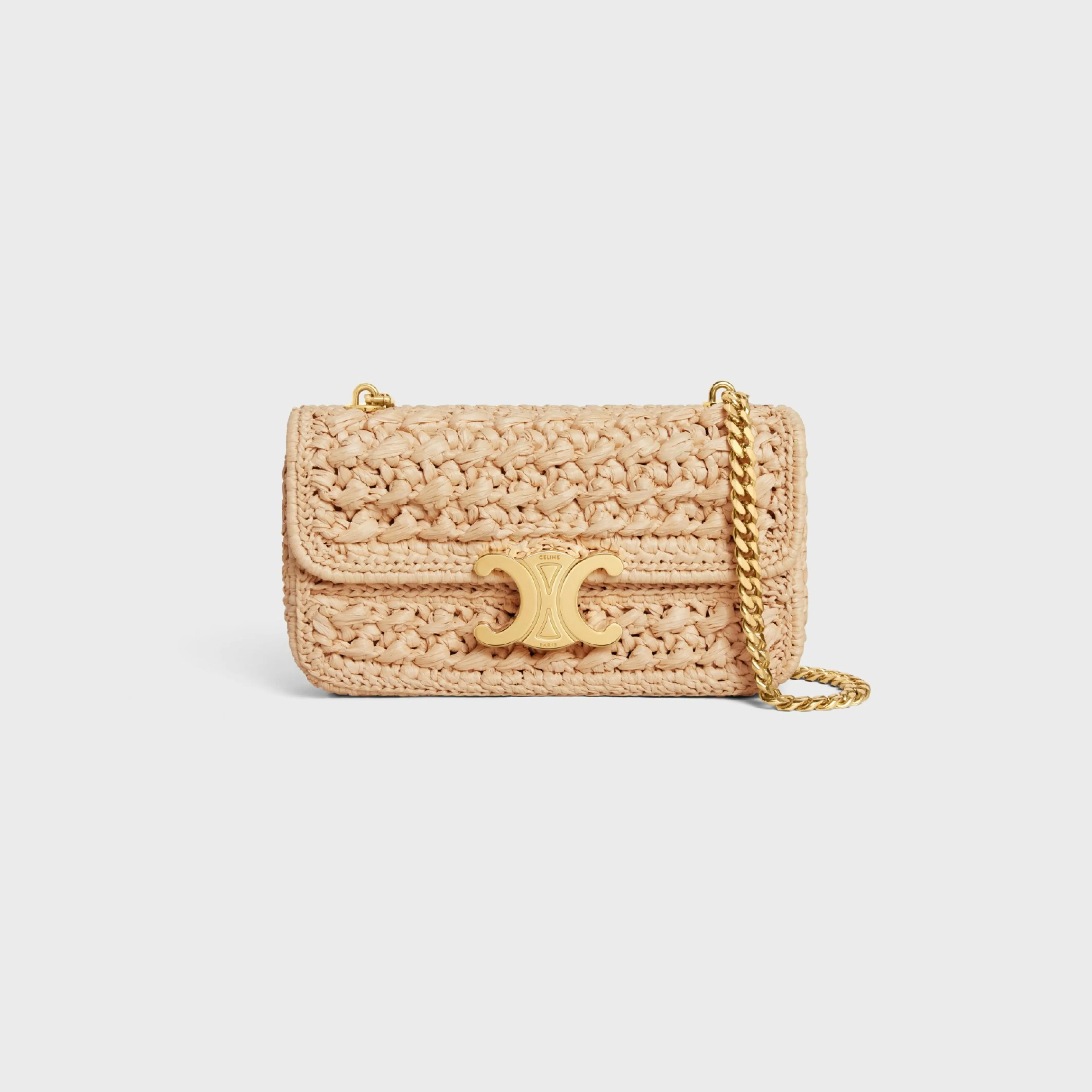 CHAIN SHOULDER BAG CLAUDE in RAFFIA EFFECT TEXTILE^CELINE Discount