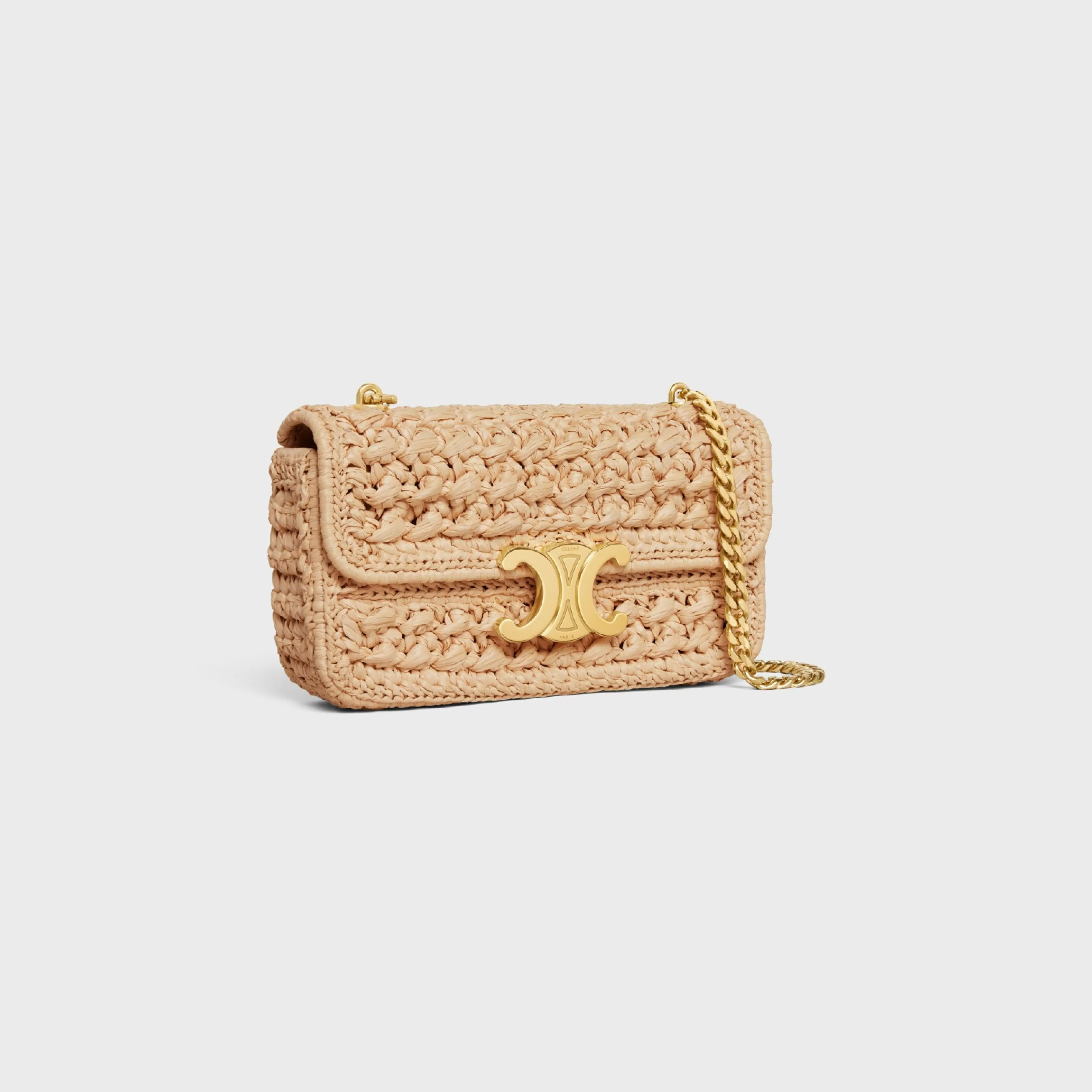 CHAIN SHOULDER BAG CLAUDE in RAFFIA EFFECT TEXTILE^CELINE Discount