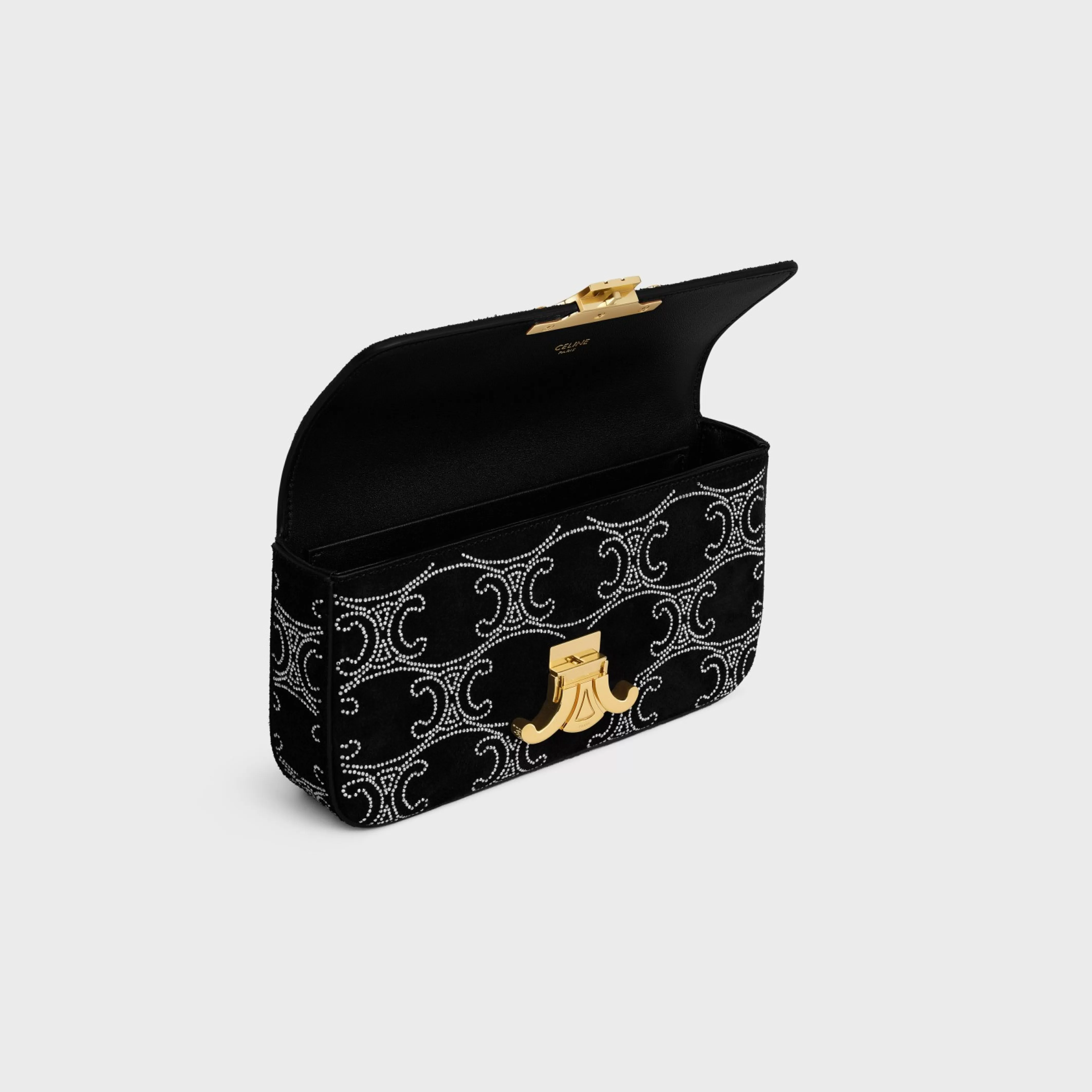 CHAIN SHOULDER BAG CLAUDE in SUEDE CALFSKIN WITH TRIOMPHE STRASS^CELINE Sale