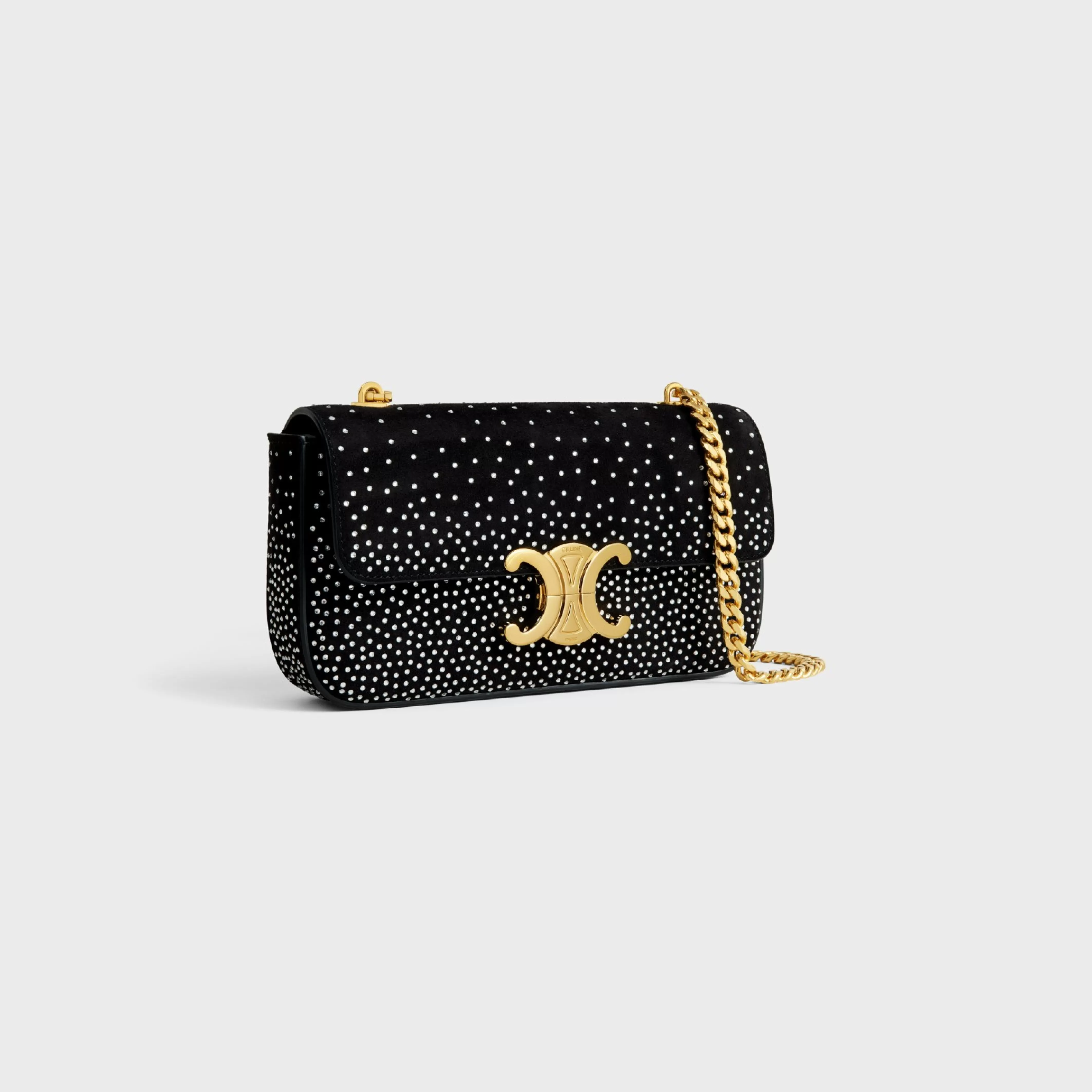 CHAIN SHOULDER BAG CLAUDE in SUEDE GOATSKIN WITH STRASS^CELINE Shop