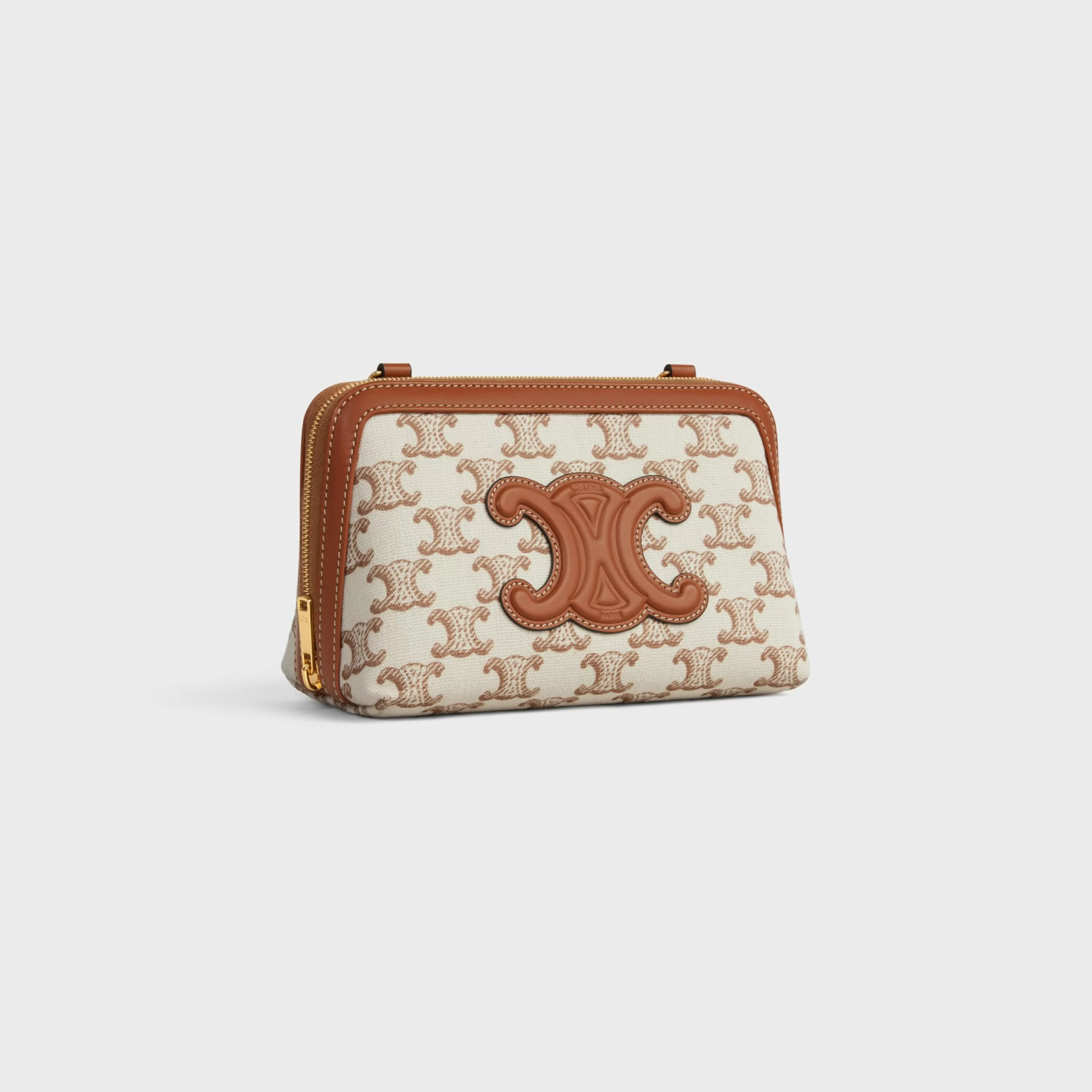 Clutch on Chain Cuir triomphe in TEXTILE WITH TRIOMPHE PRINT AND CALFSKIN^CELINE Cheap