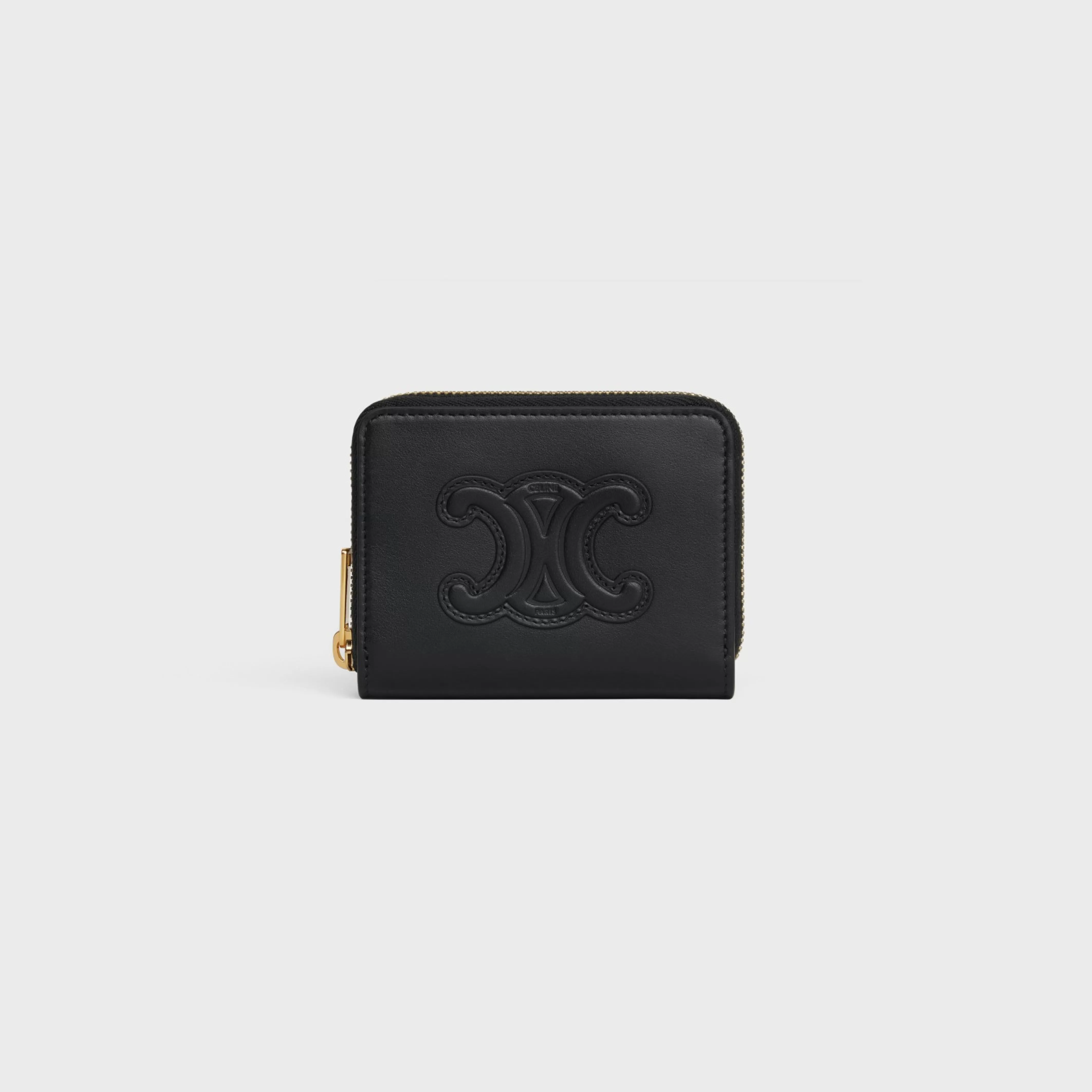 COMPACT ZIPPED WALLET CUIR TRIOMPHE IN SMOOTH CALFSKIN^CELINE Sale