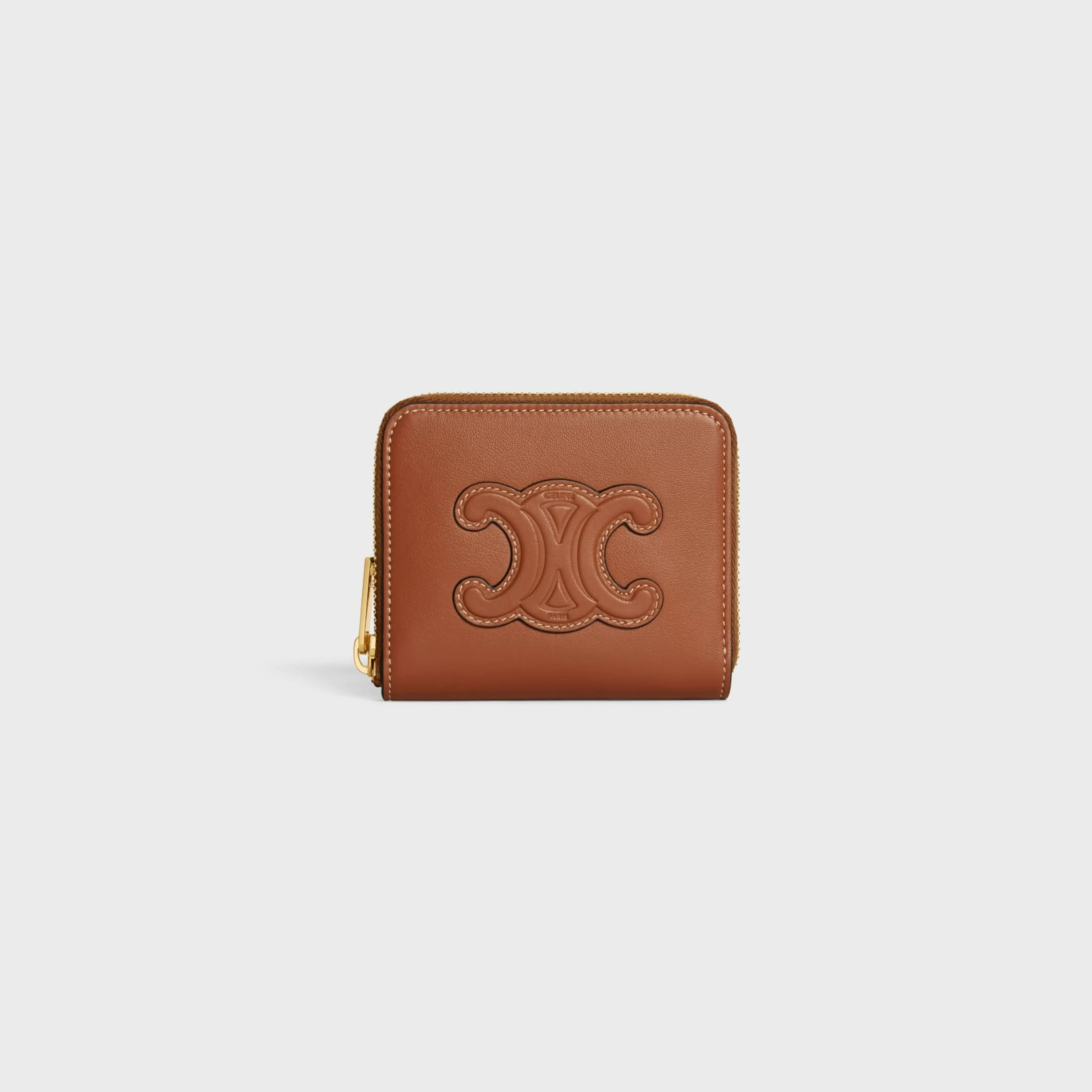 COMPACT ZIPPED WALLET CUIR TRIOMPHE IN SMOOTH CALFSKIN^CELINE Best