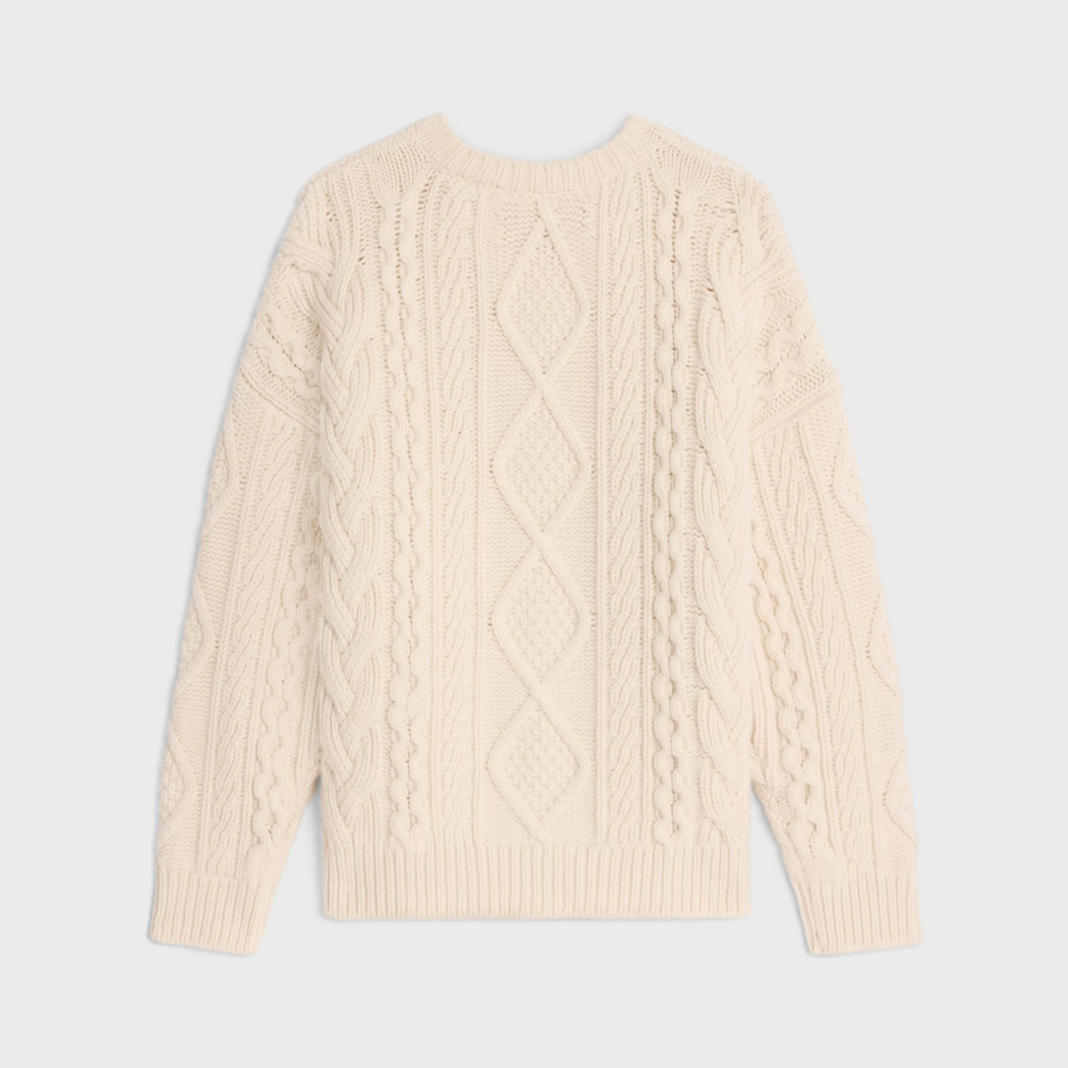 crew neck sweater in aran cashmere and wool^CELINE Hot