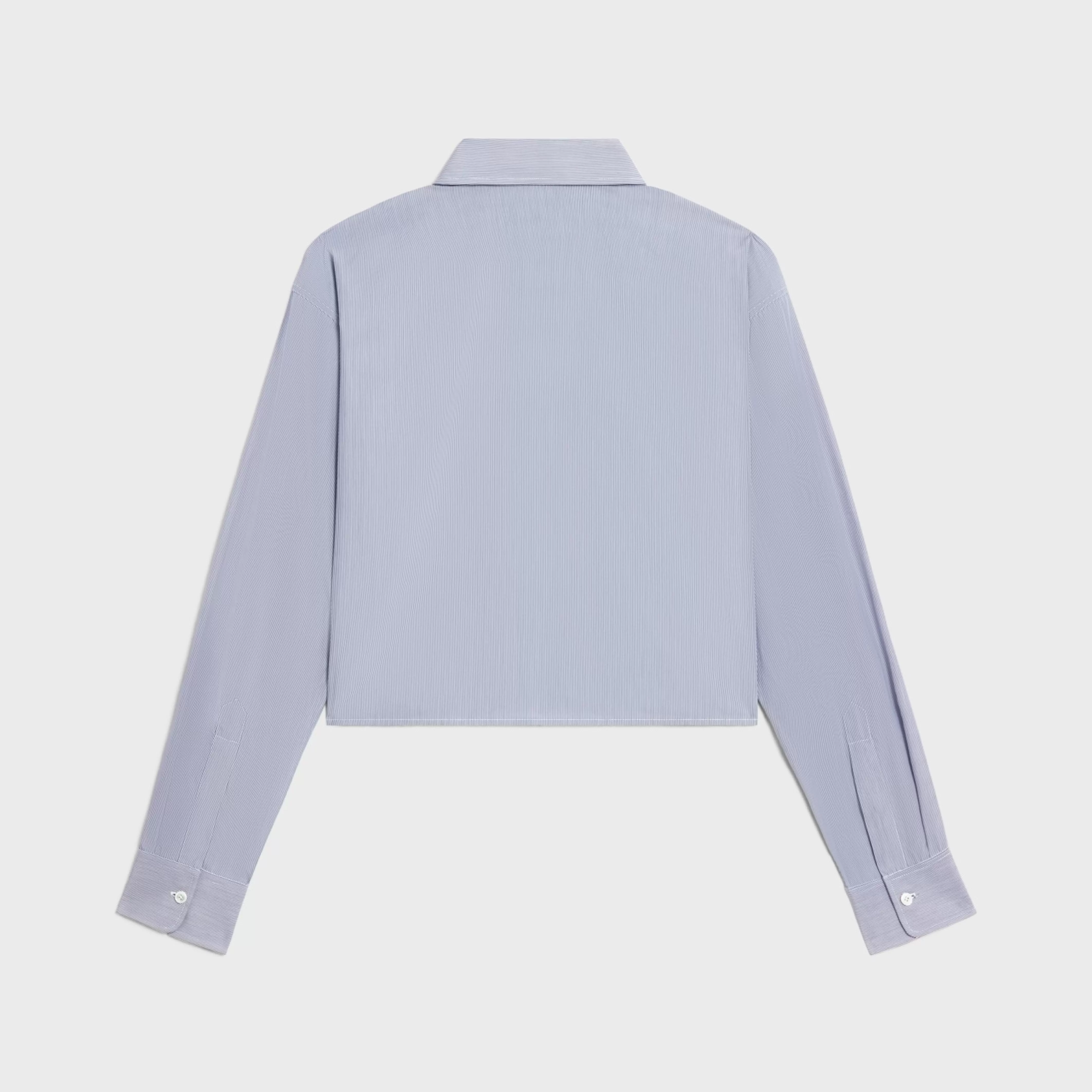 cropped shirt in striped cotton and silk^CELINE Discount