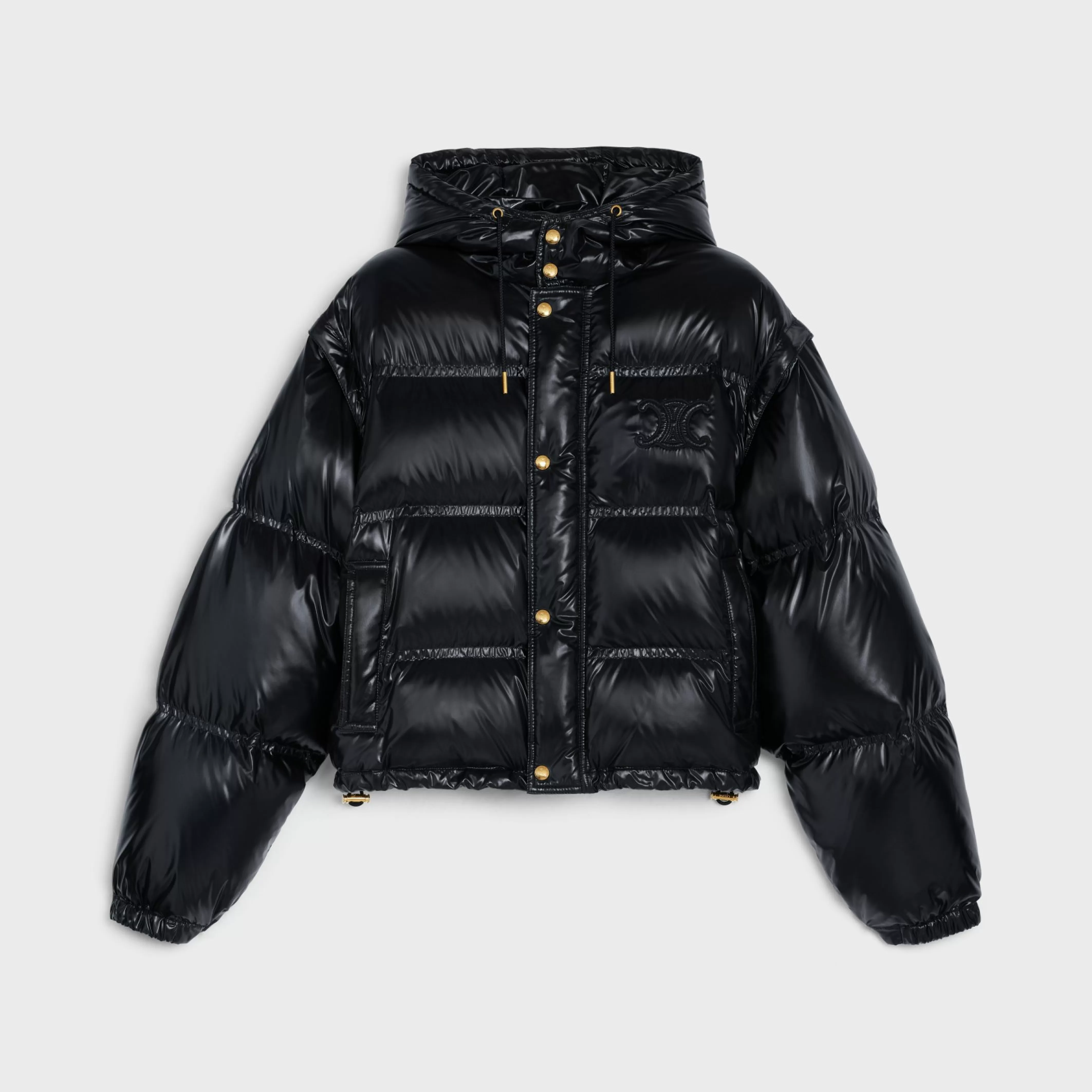 cropped triomphe down jacket in lightweight nylon^CELINE Outlet