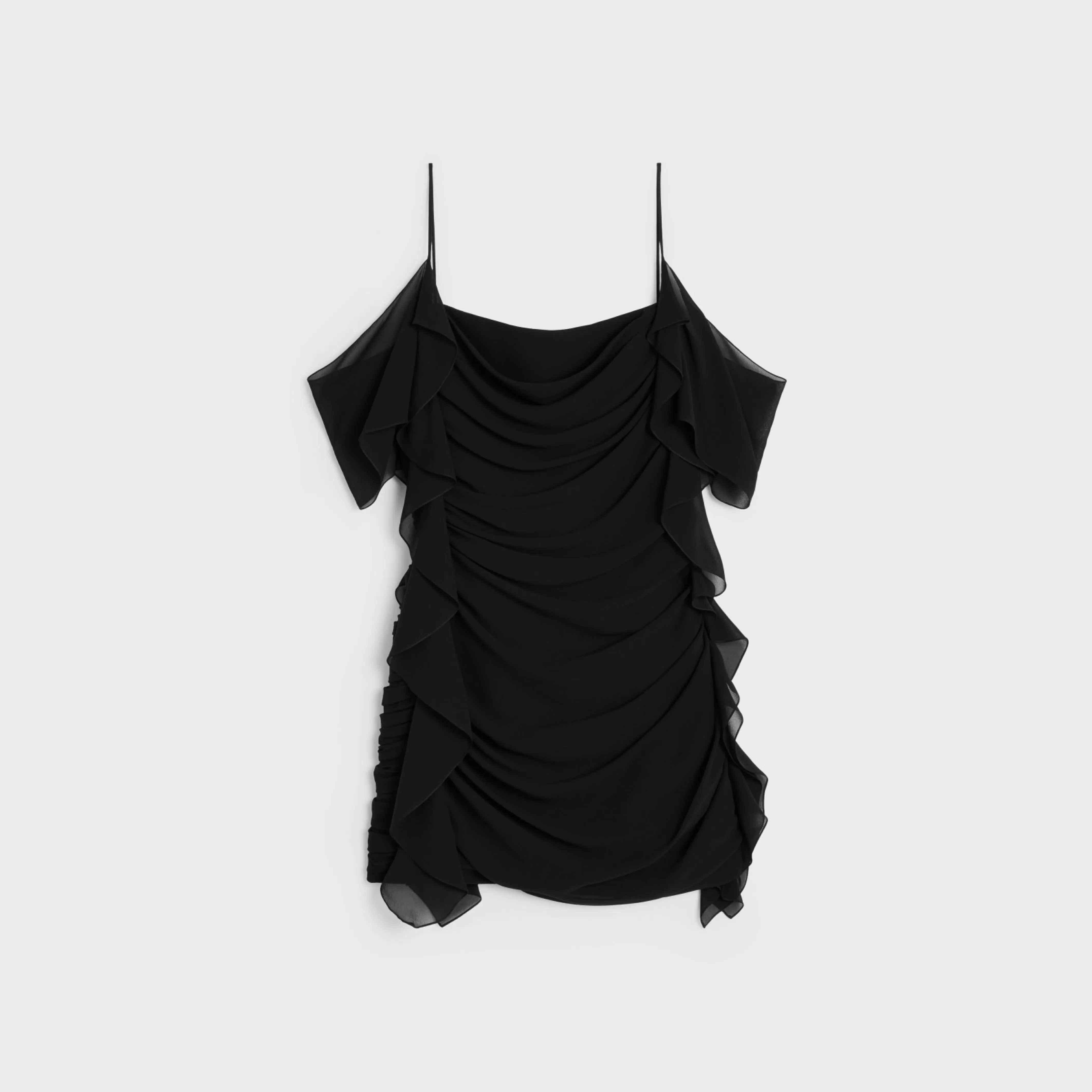 draped mini dress in silk georgette^CELINE Flash Sale