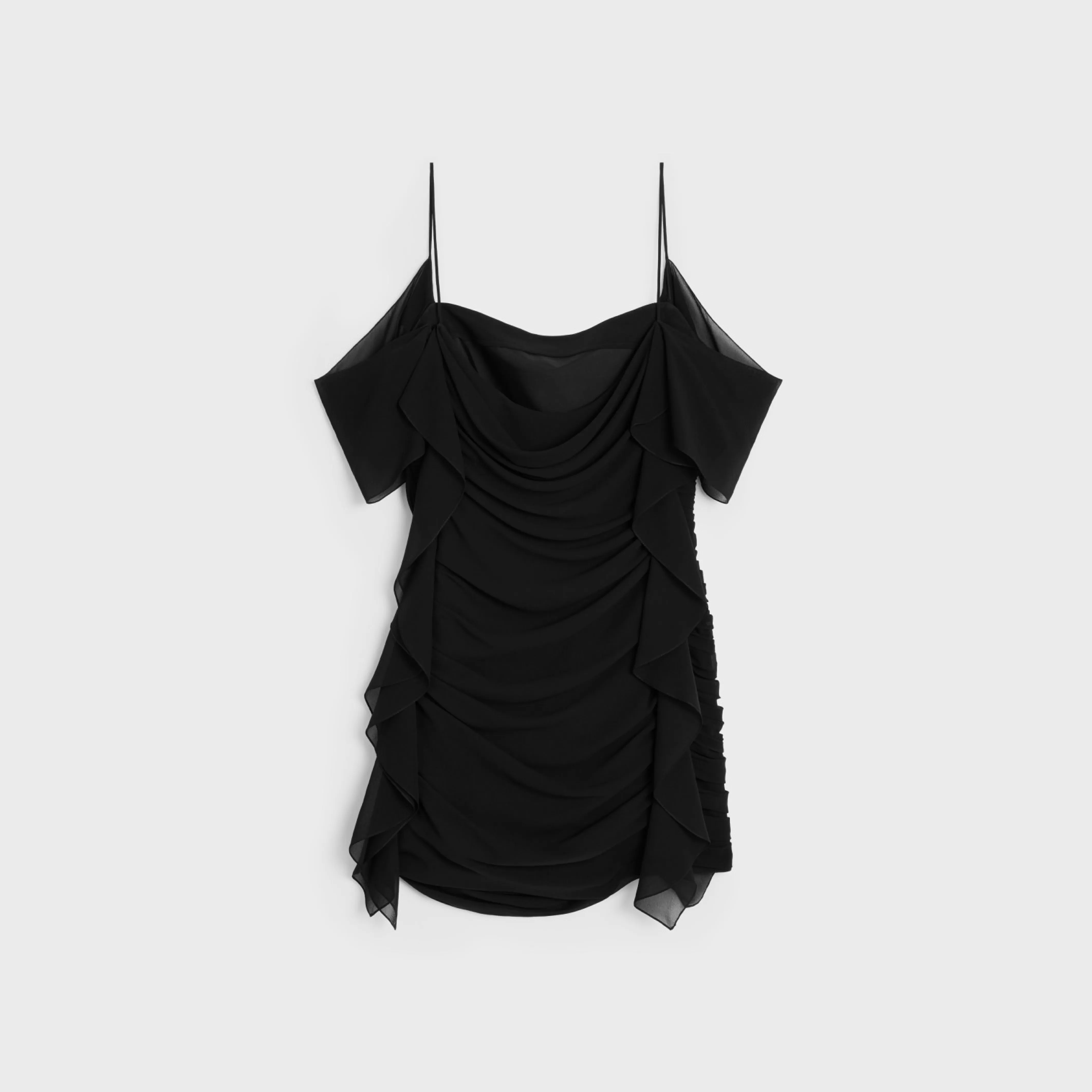 draped mini dress in silk georgette^CELINE Flash Sale