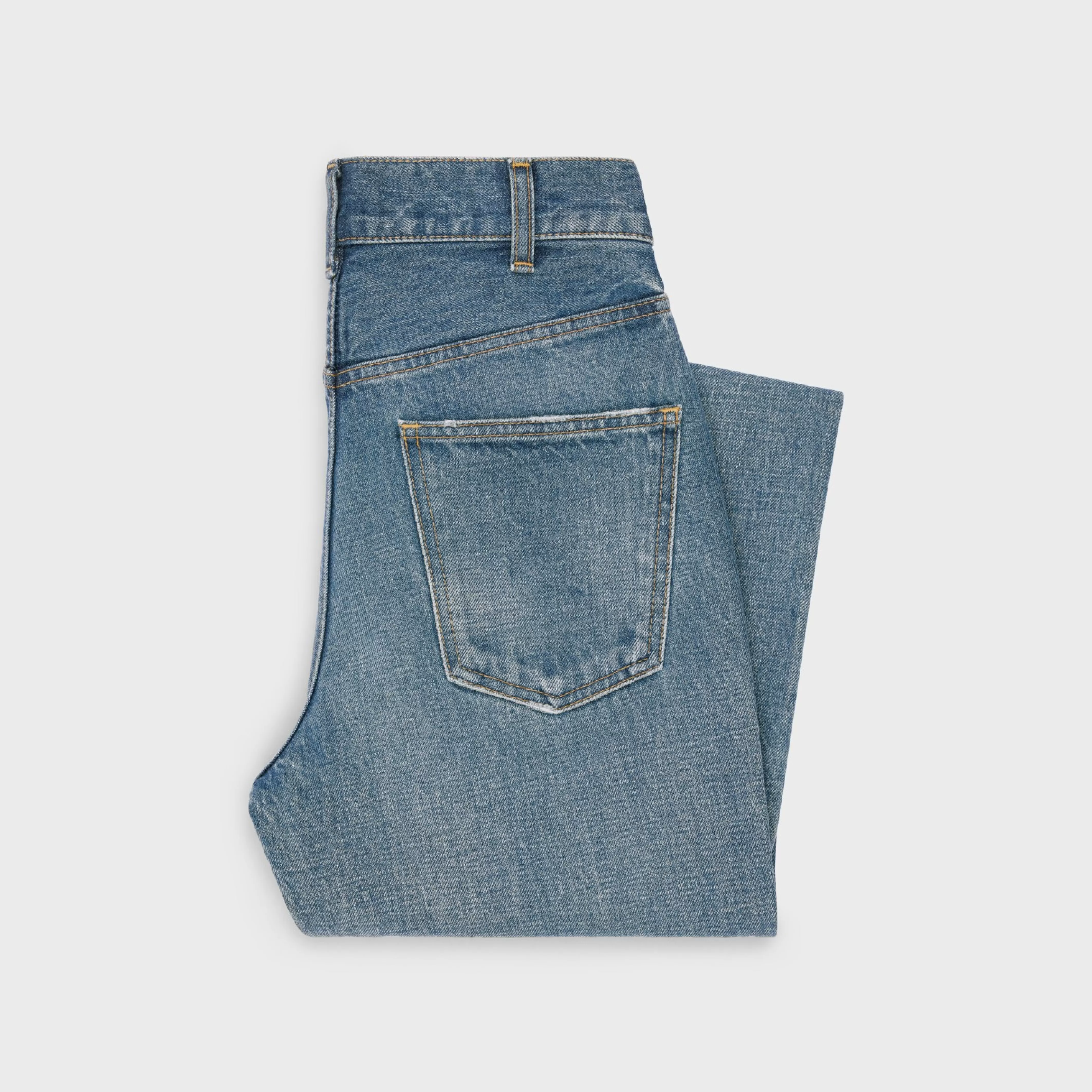 DYLAN FLARED JEANS WITH SIGNATURE IN UNION WASH DENIM^CELINE Shop