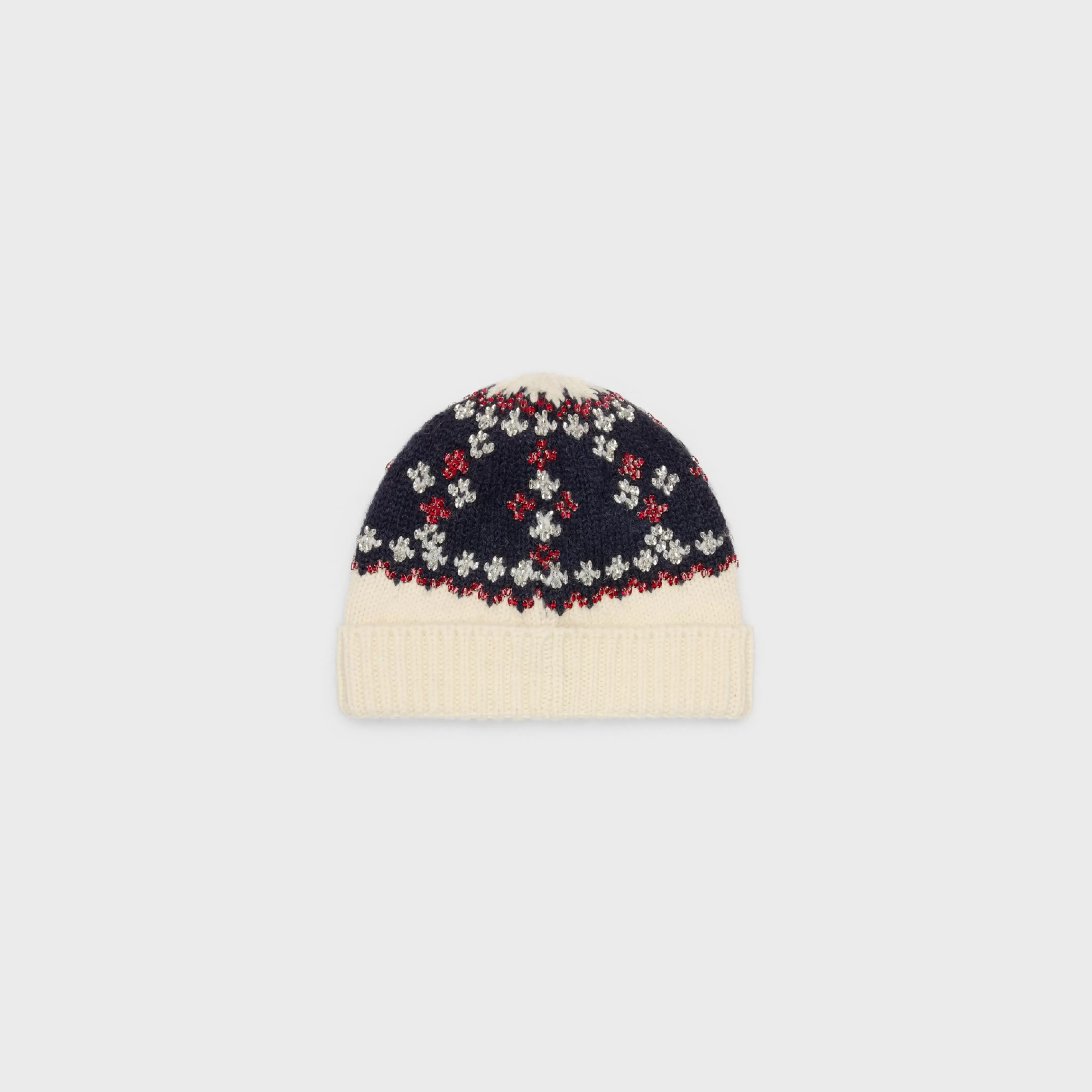 embroidered beanie in fair isle wool^CELINE New