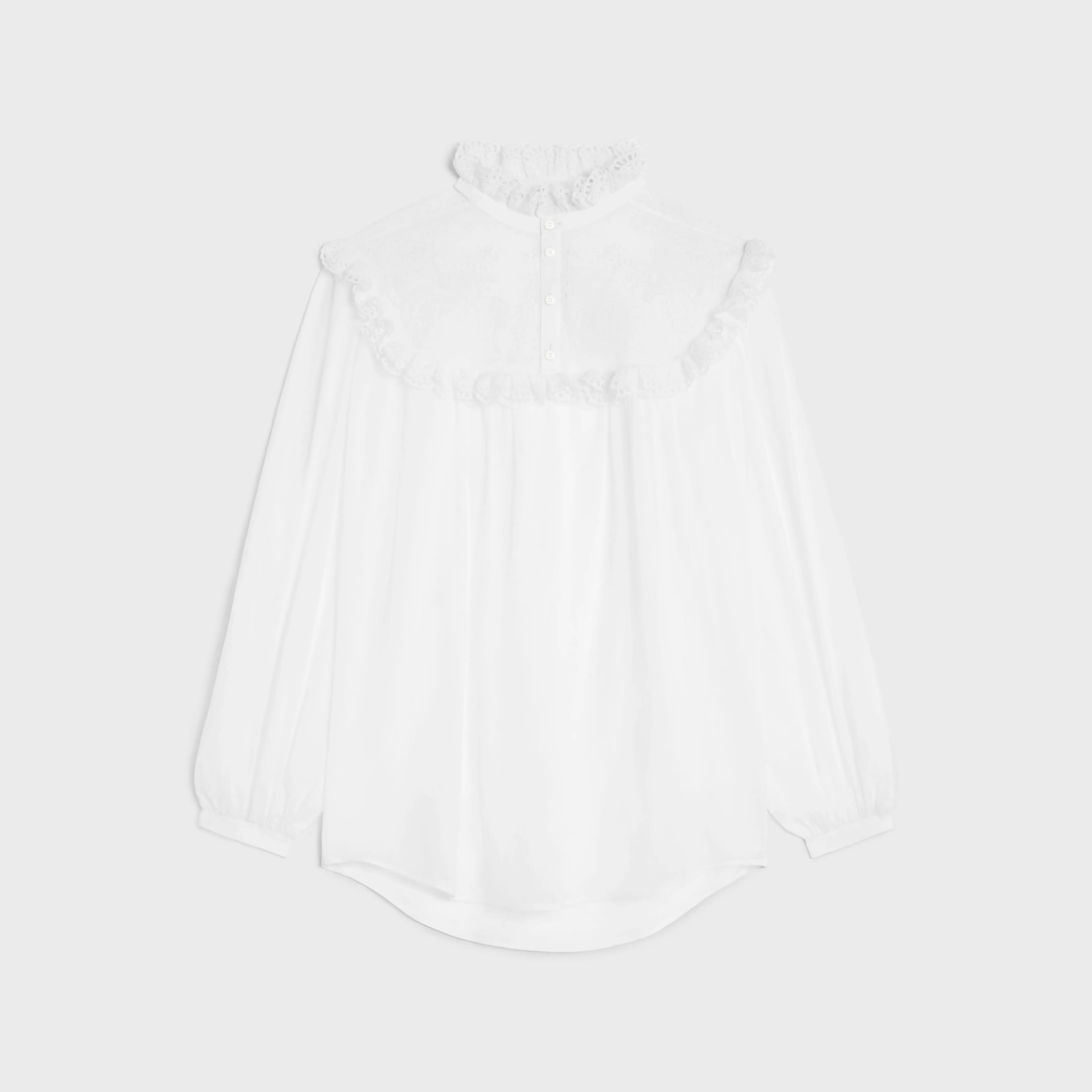 embroidered romy shirt in cotton muslin^CELINE Clearance