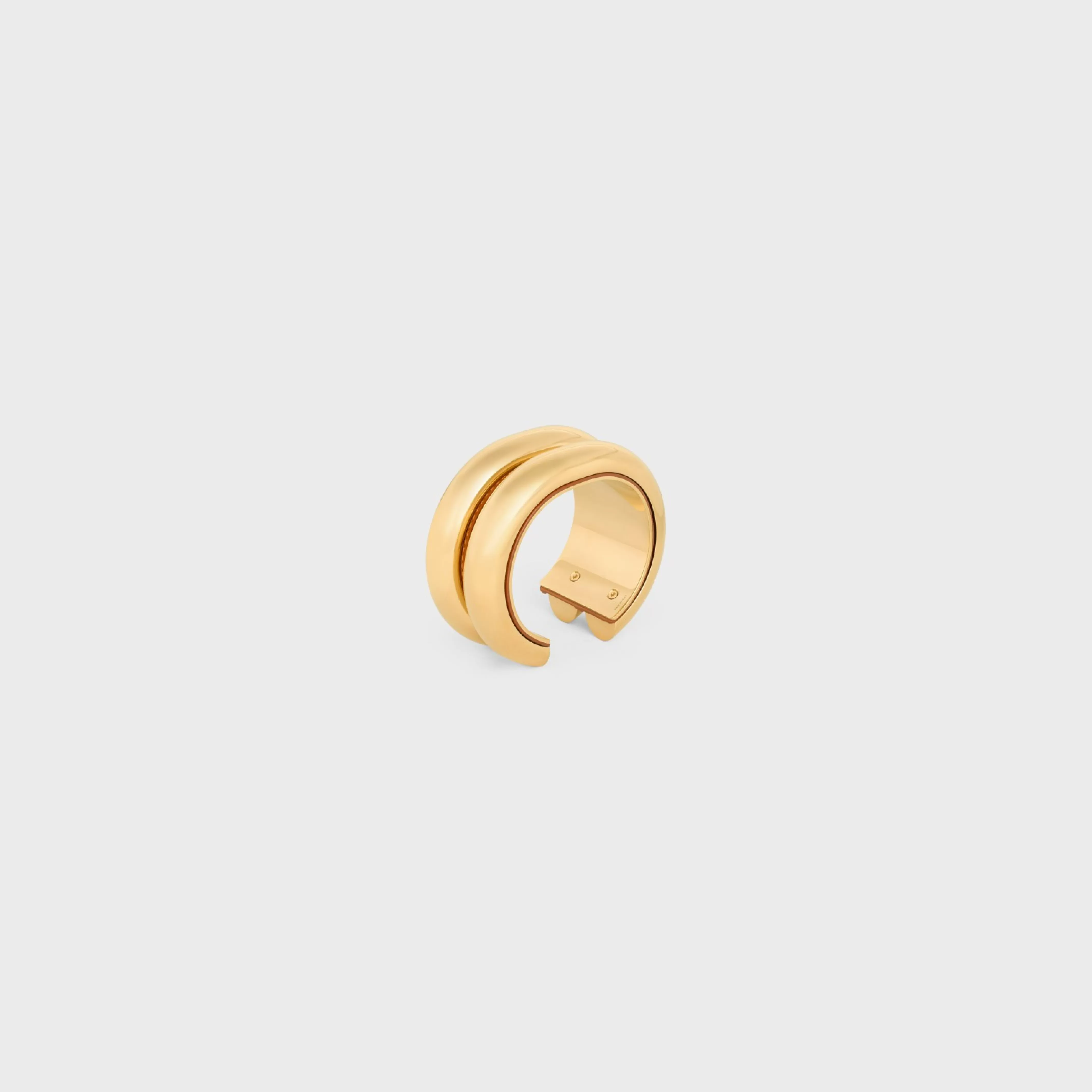 Formes Abstraites Leather Cuff in Brass with Gold Finish, Brest Calfskin and Steel^CELINE Cheap