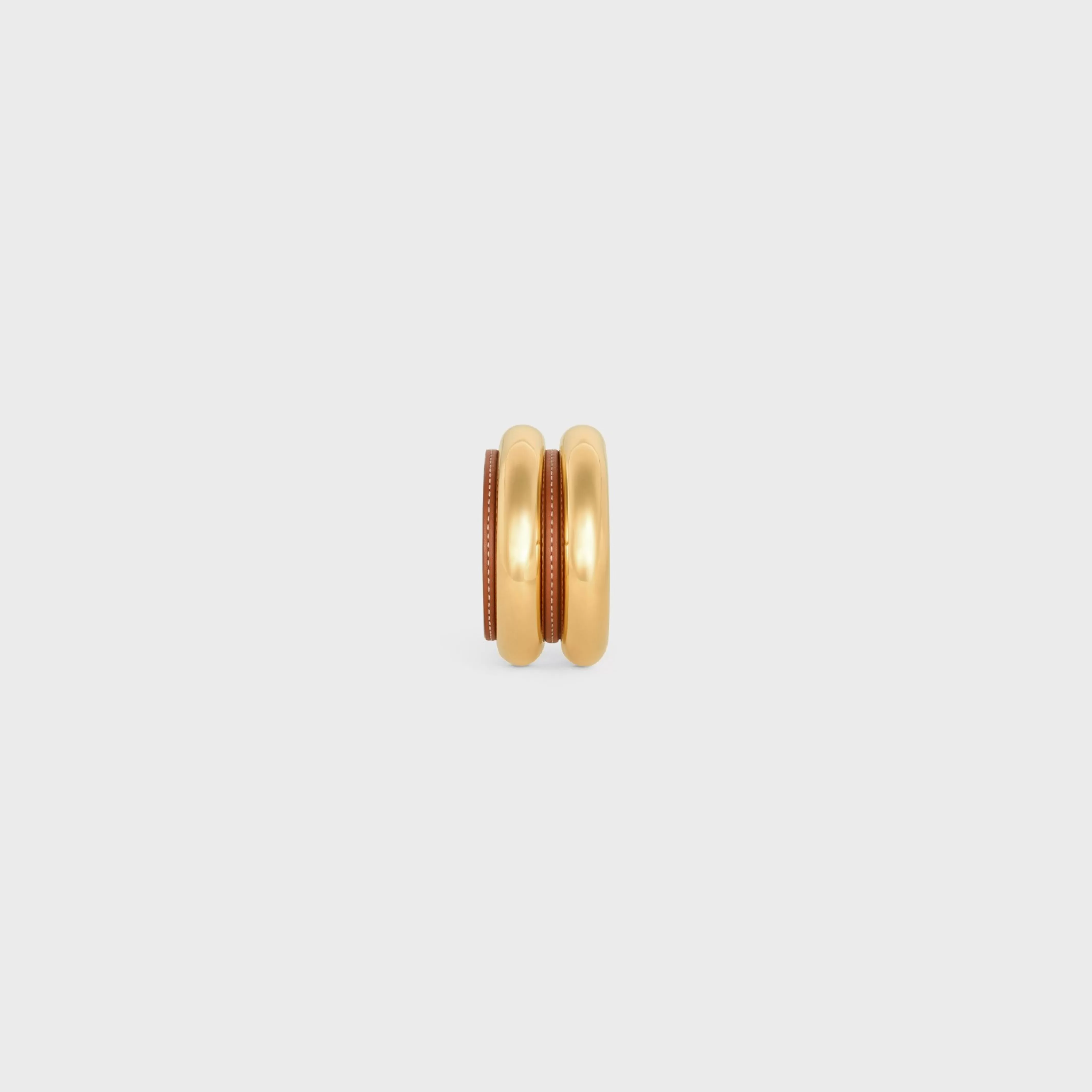 Formes Abstraites Leather Cuff in Brass with Gold Finish, Brest Calfskin and Steel^CELINE Cheap