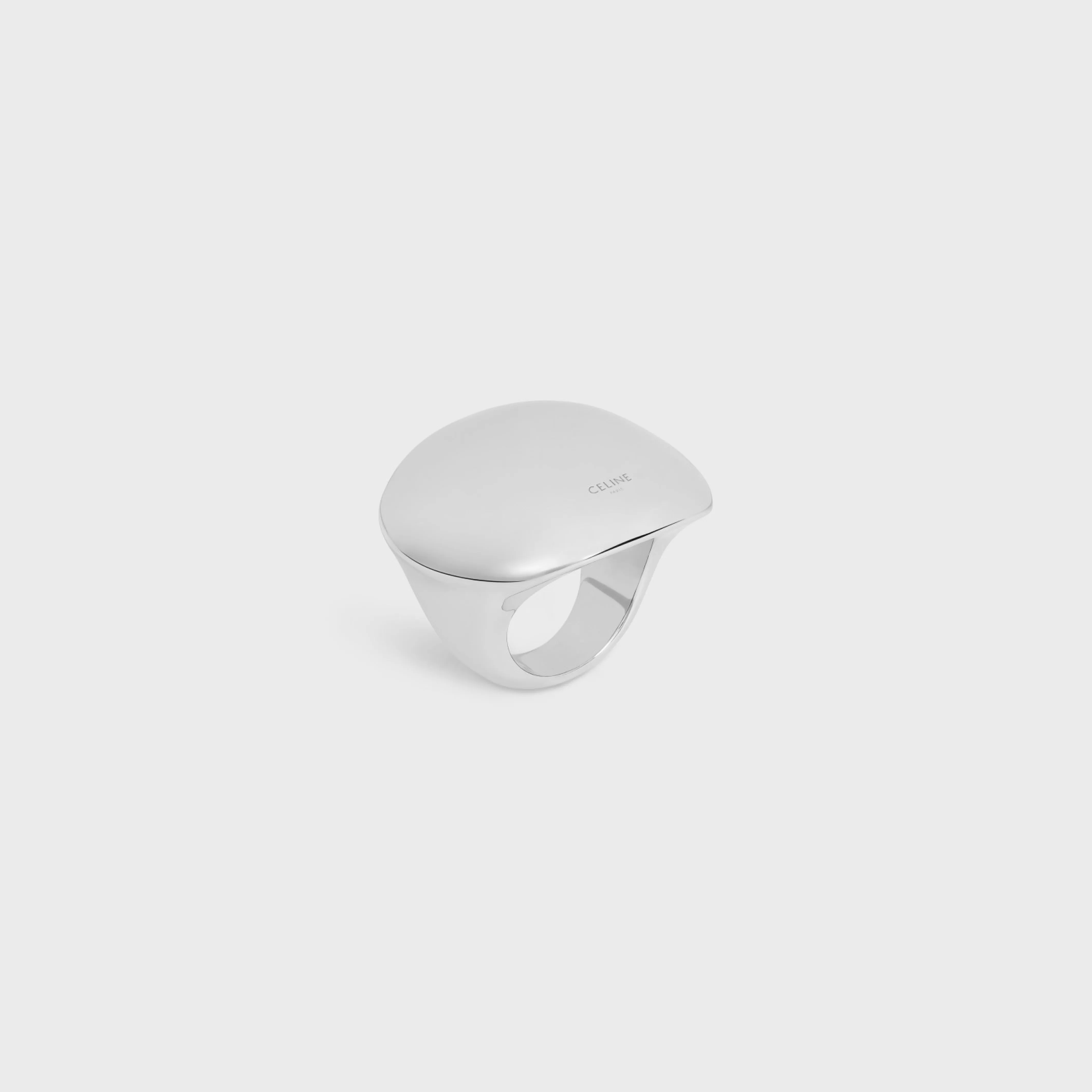Formes Abstraites Sphere Ring in Brass with Rhodium Finish^CELINE Online