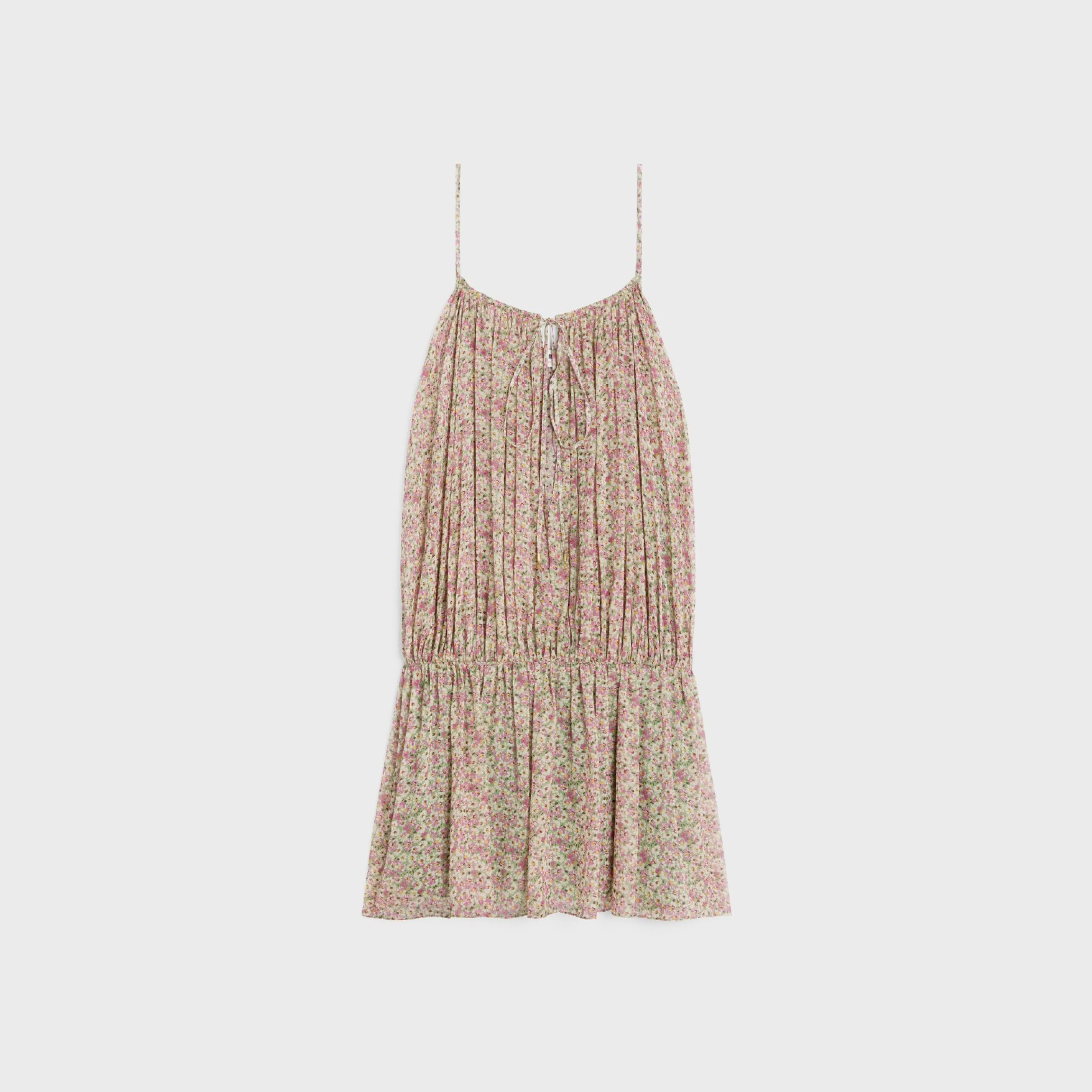 gathered mini dress in silk georgette^CELINE Cheap