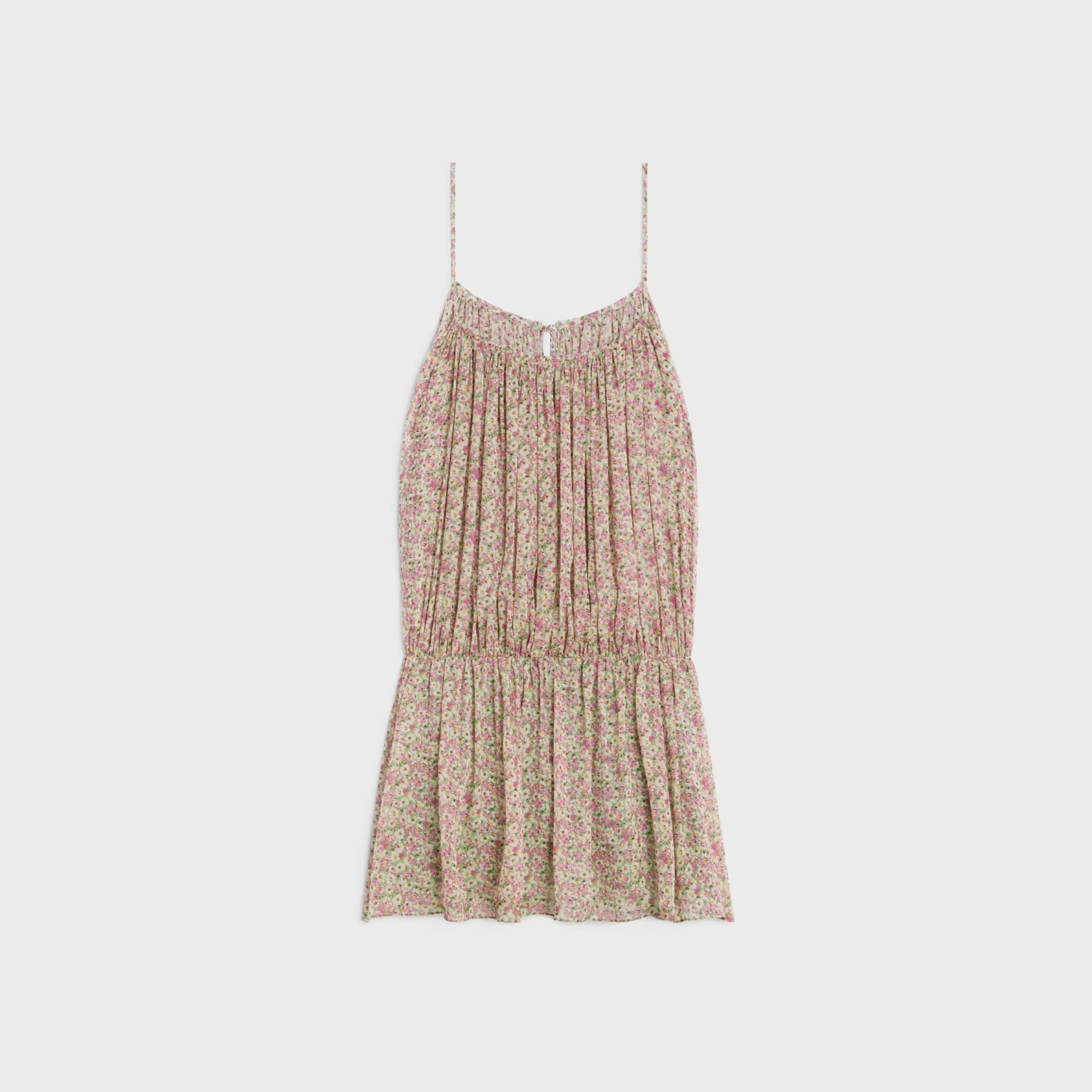 gathered mini dress in silk georgette^CELINE Cheap