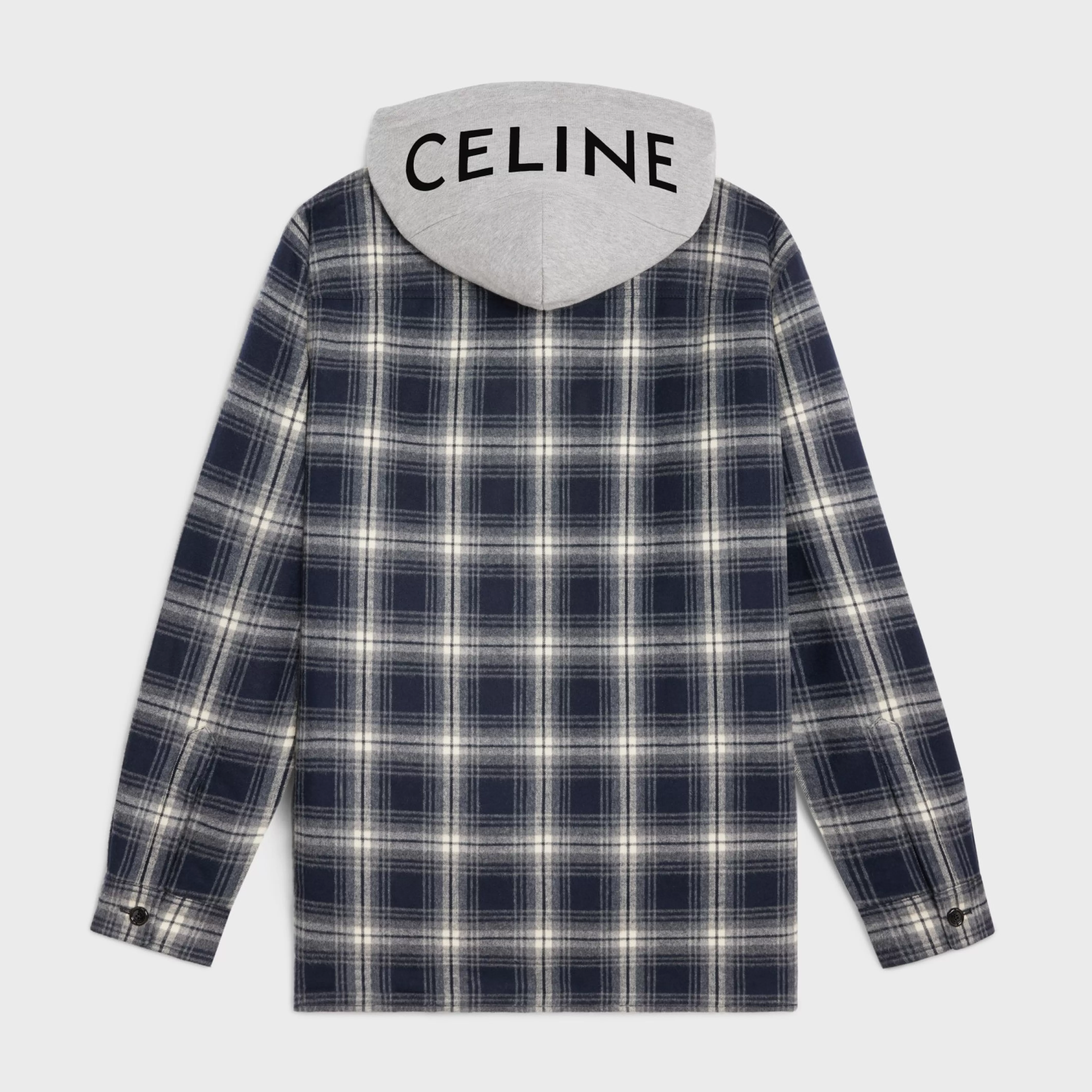 hooded overshirt in checked cotton^CELINE New