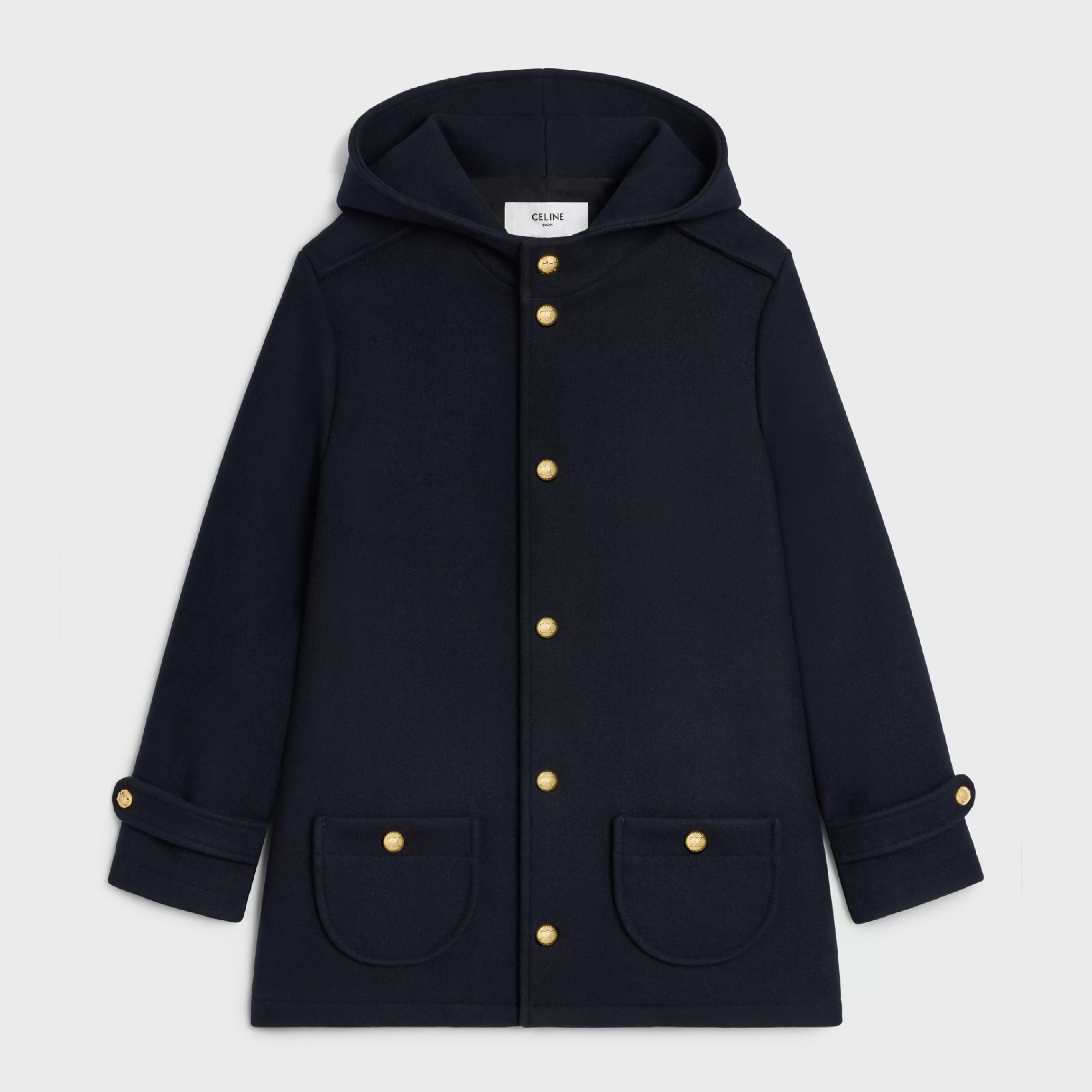 hooded Triomphe coat in wool felt^CELINE Best