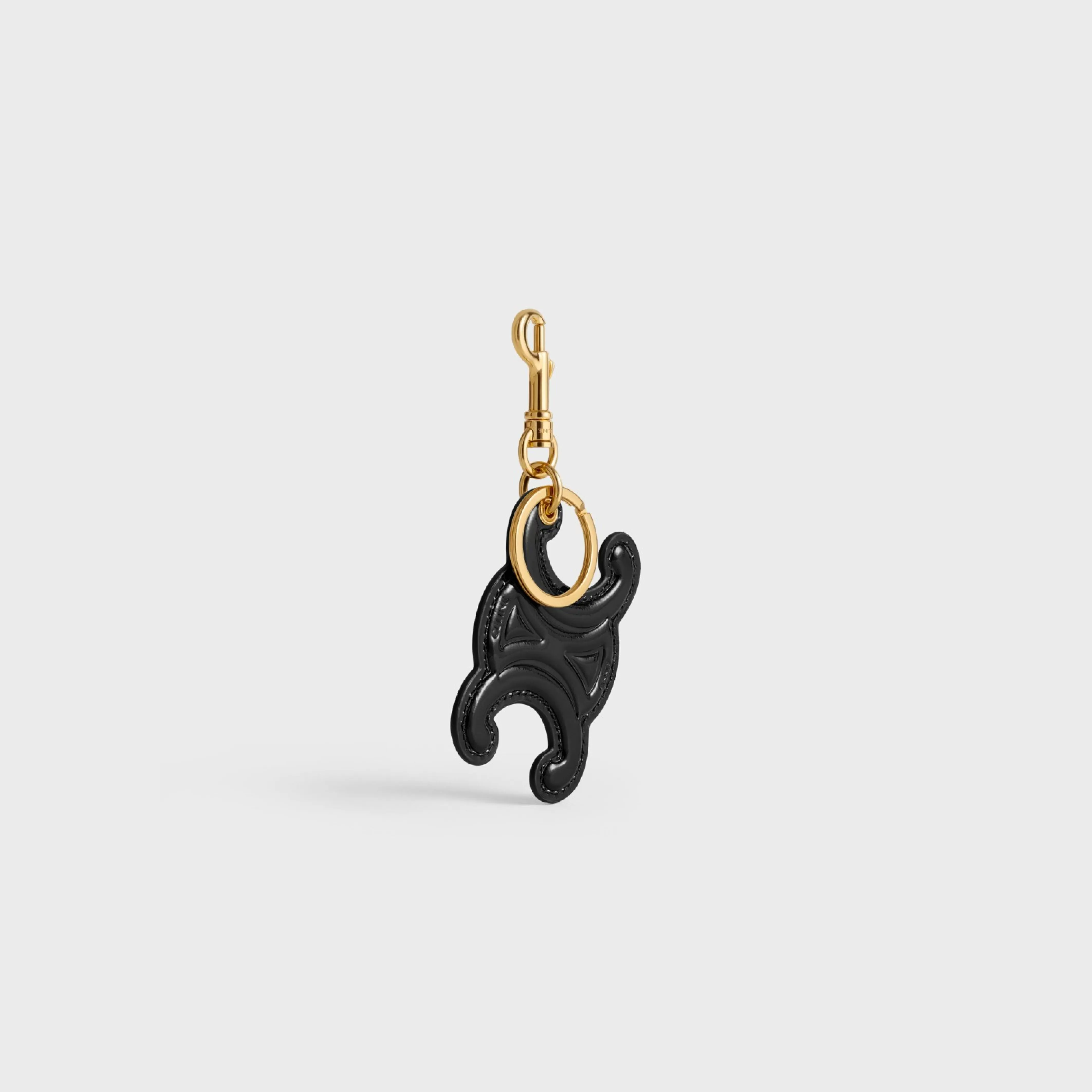 KEYRING TRIOMPHE CHARM in PATENT CALFSKIN with GOLD FINISHING^CELINE Best