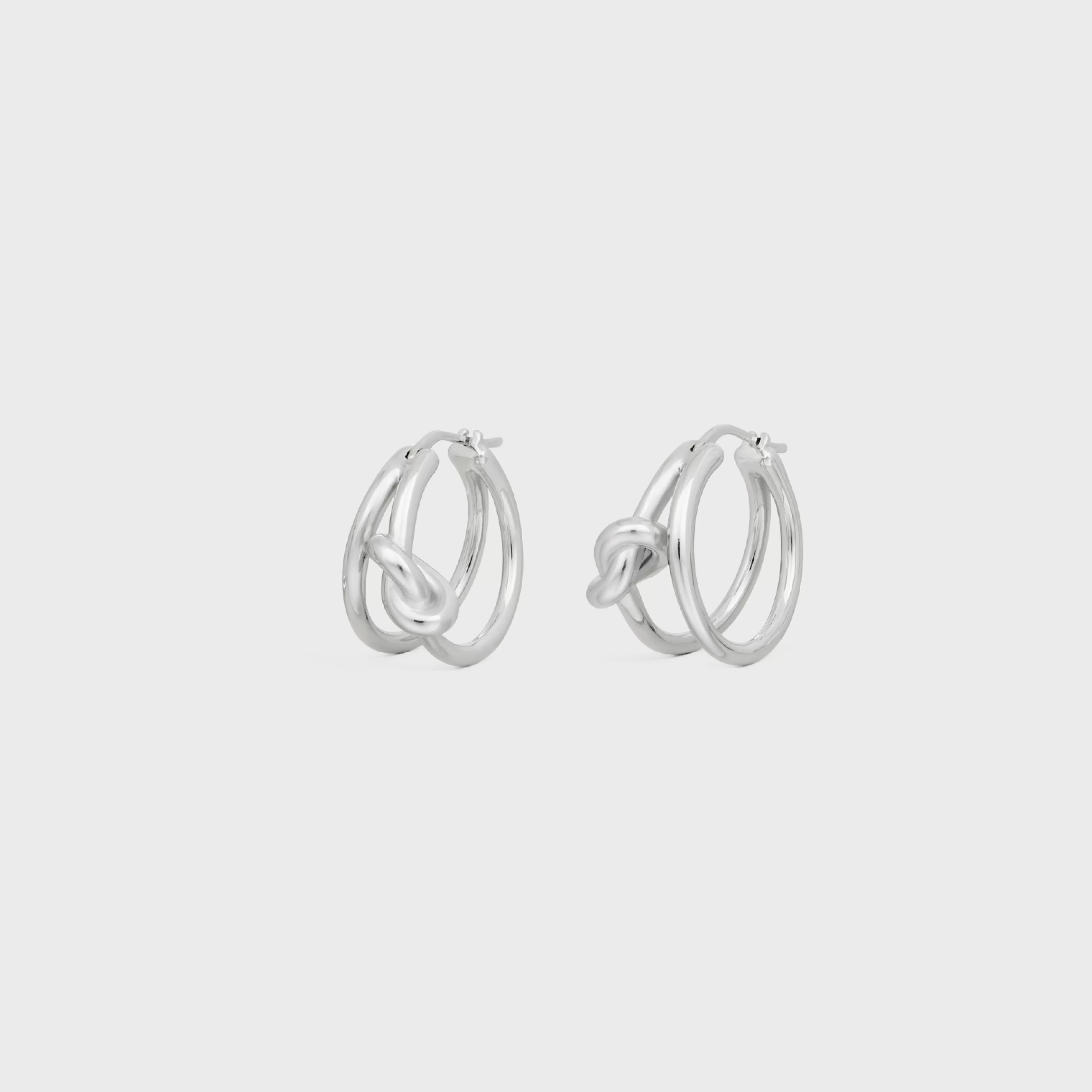 Knot Double Hoops in Brass with Rhodium Finish^CELINE Hot