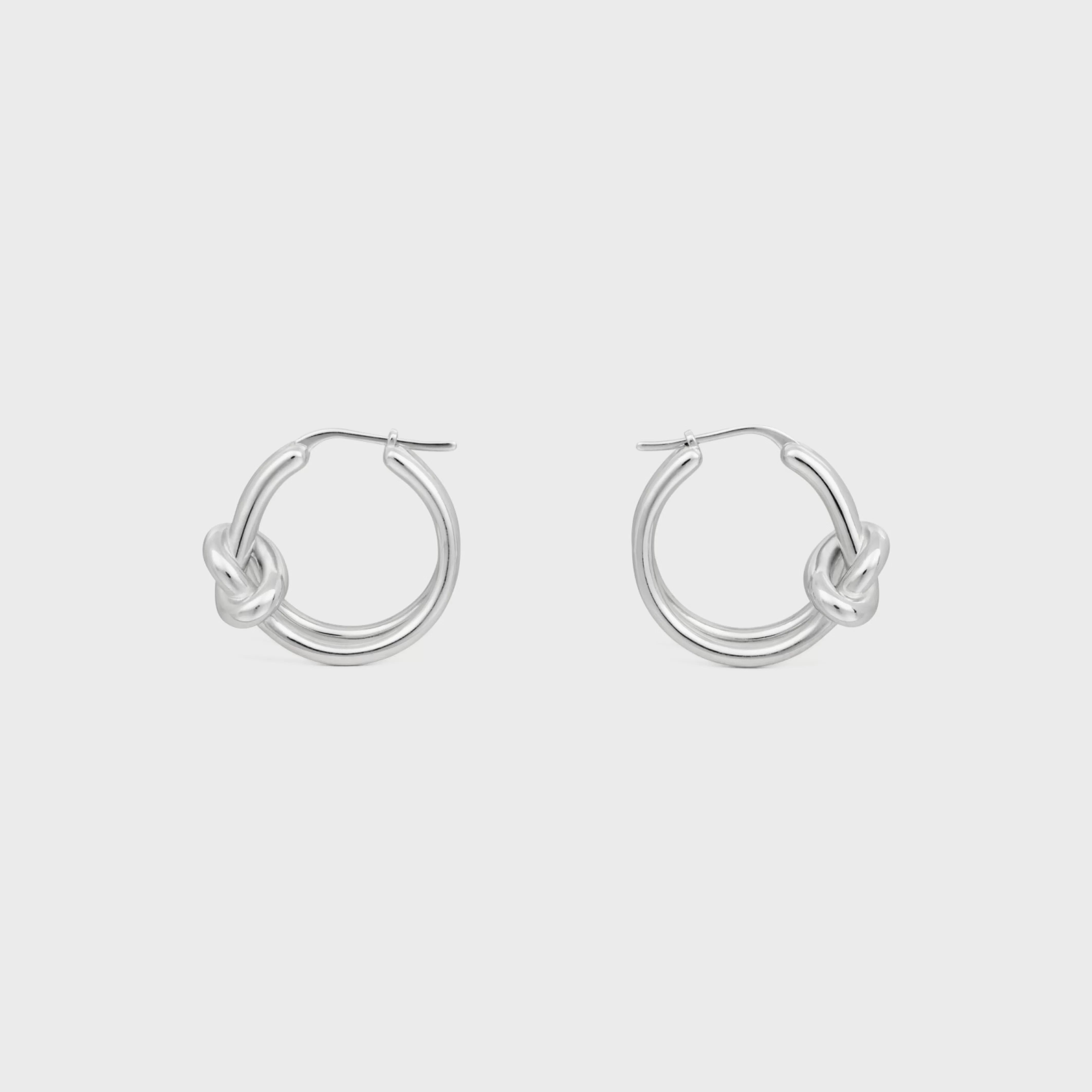 Knot Double Hoops in Brass with Rhodium Finish^CELINE Hot