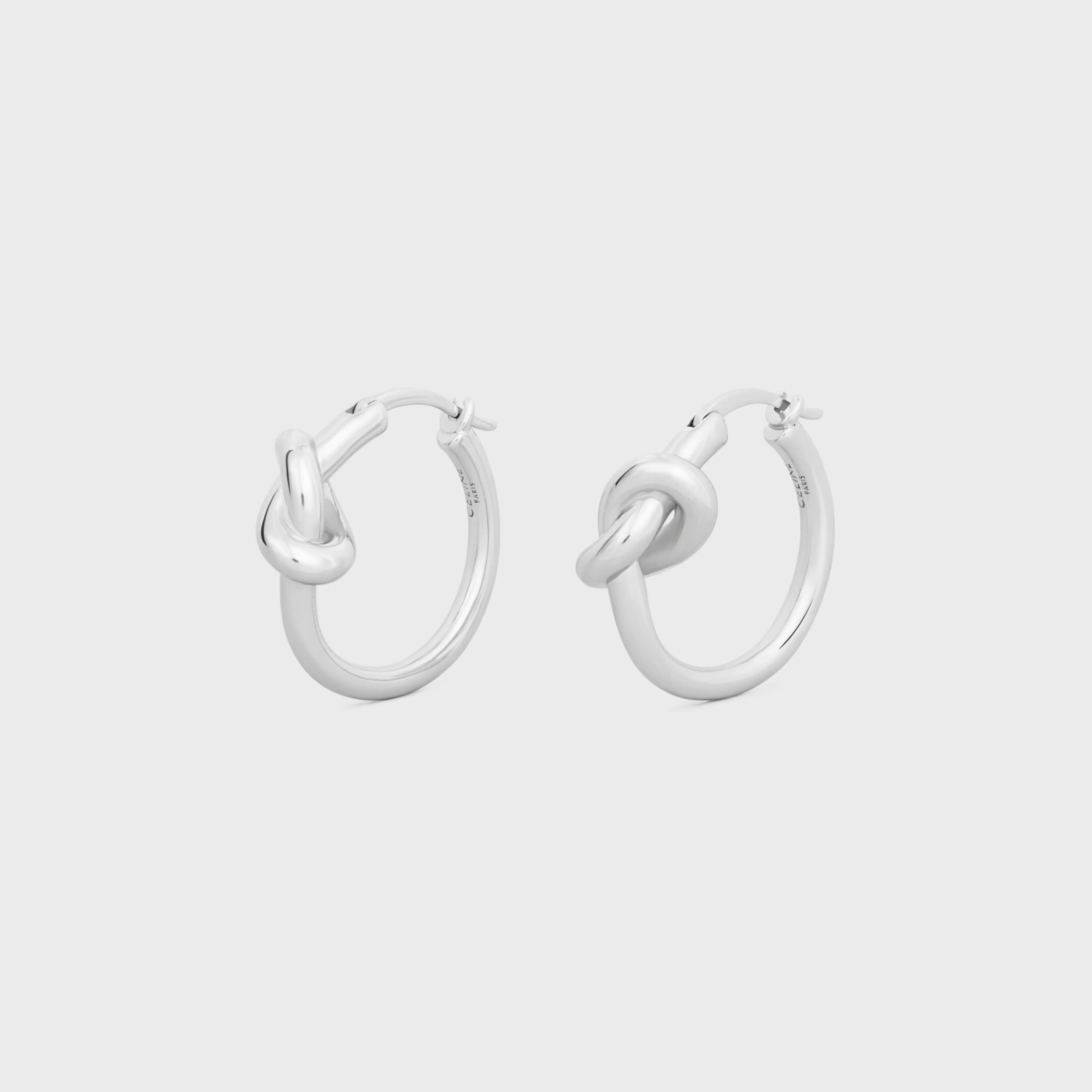 Knot Small Hoops in Brass with Rhodium finish^CELINE Hot