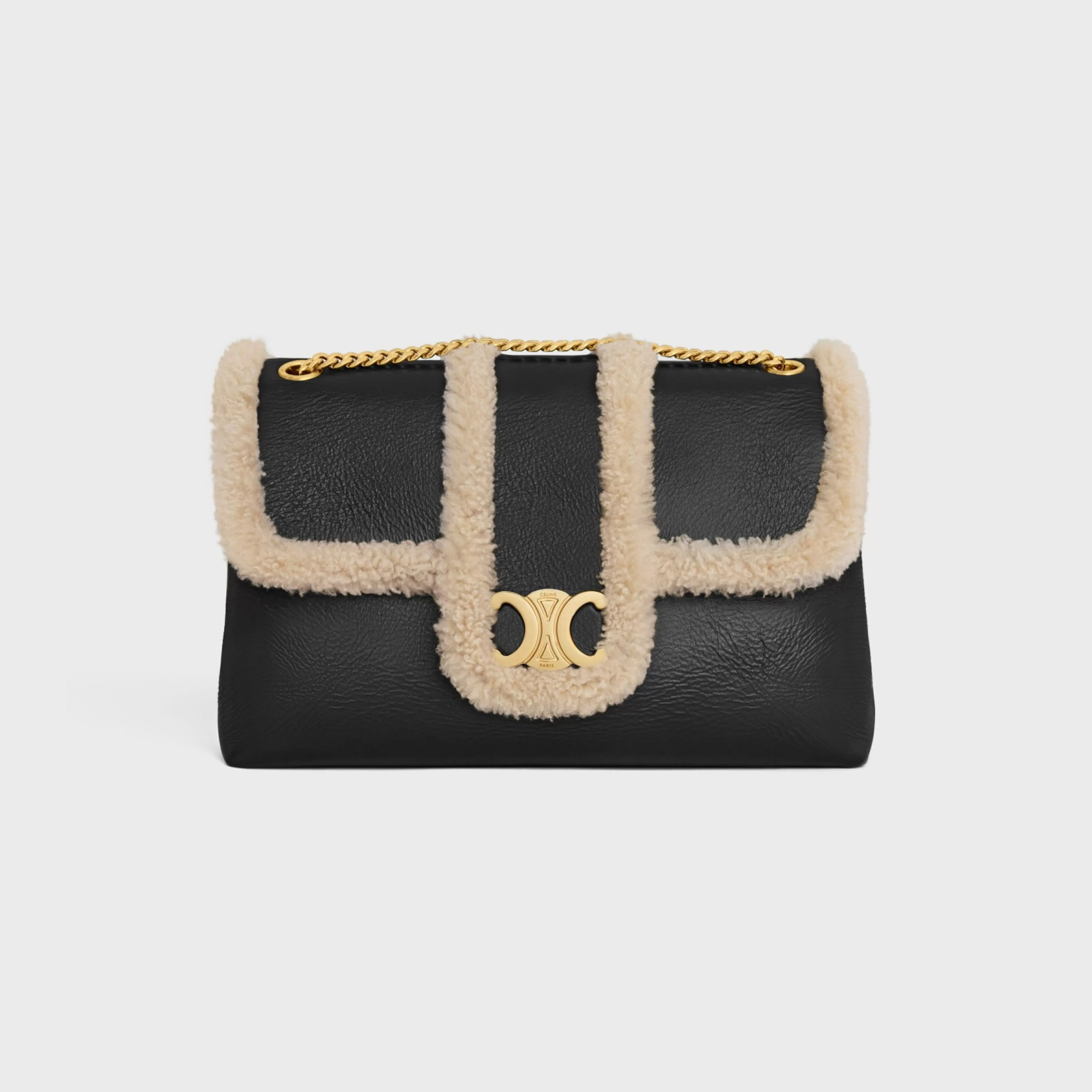 LARGE VICTOIRE BAG in CREASED LAMBSKIN AND SHEARLING^CELINE Discount