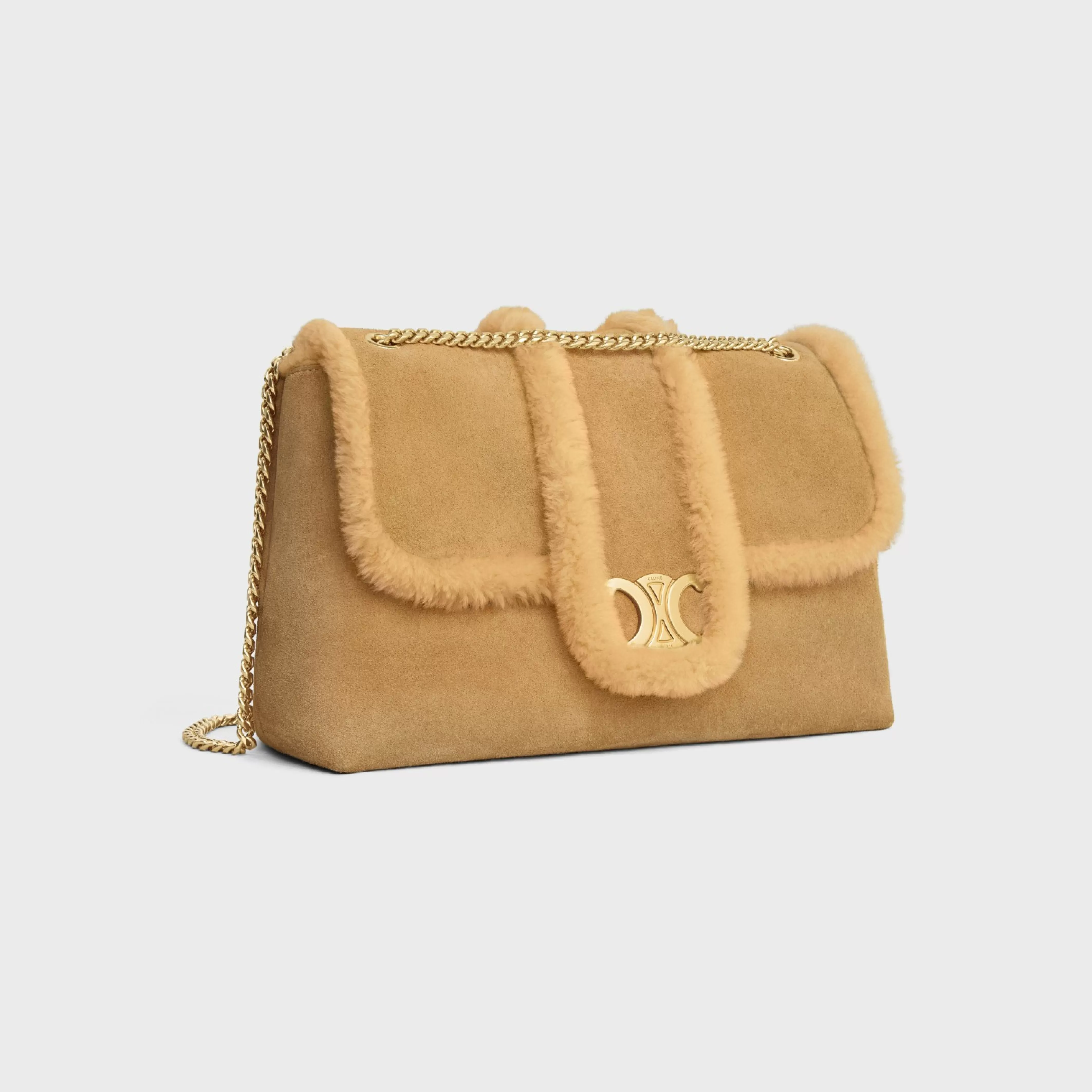 LARGE VICTOIRE BAG in SUEDE CALFSKIN AND SHEARLING^CELINE Shop