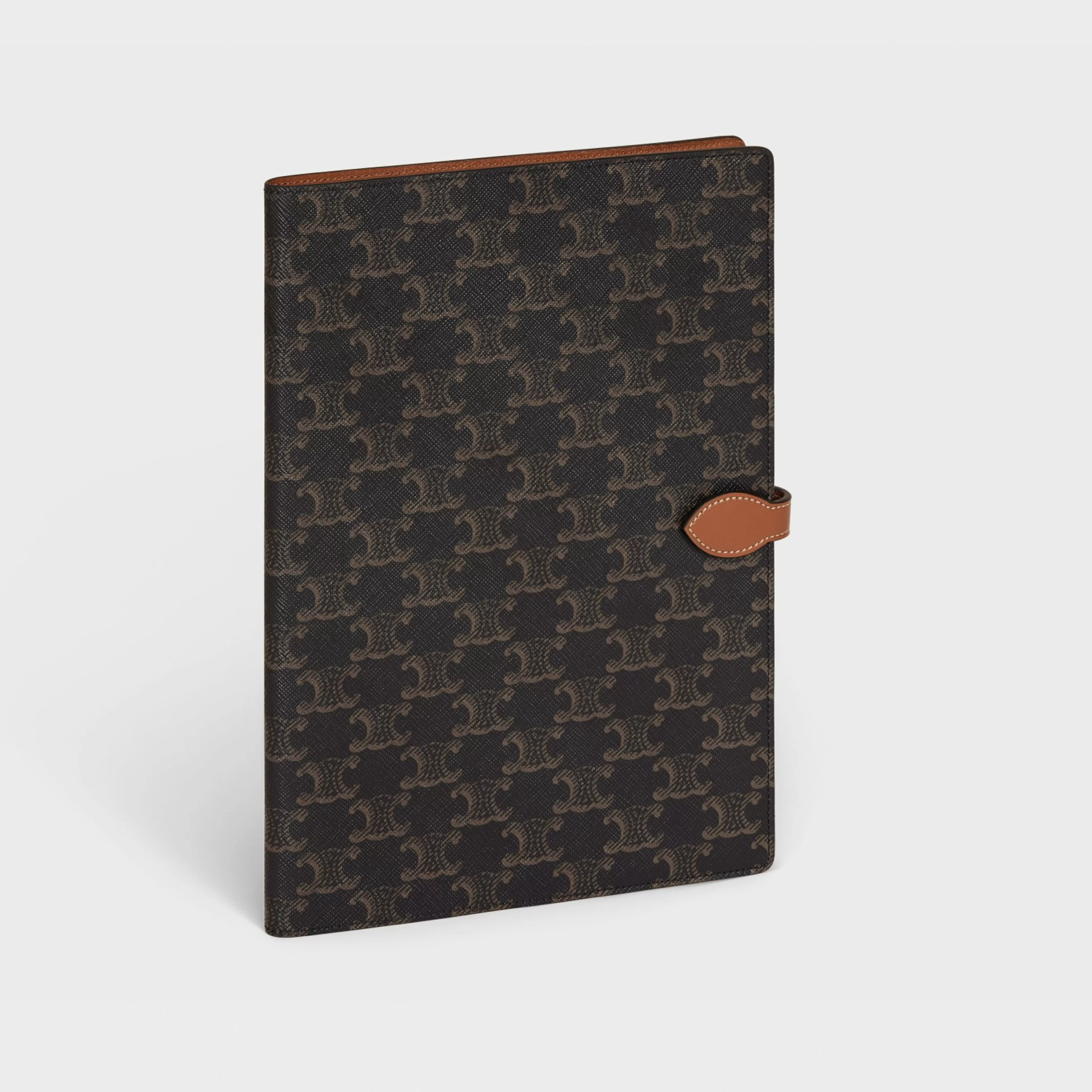 Large notebook cover in triomphe canvas and calfskin^CELINE Cheap