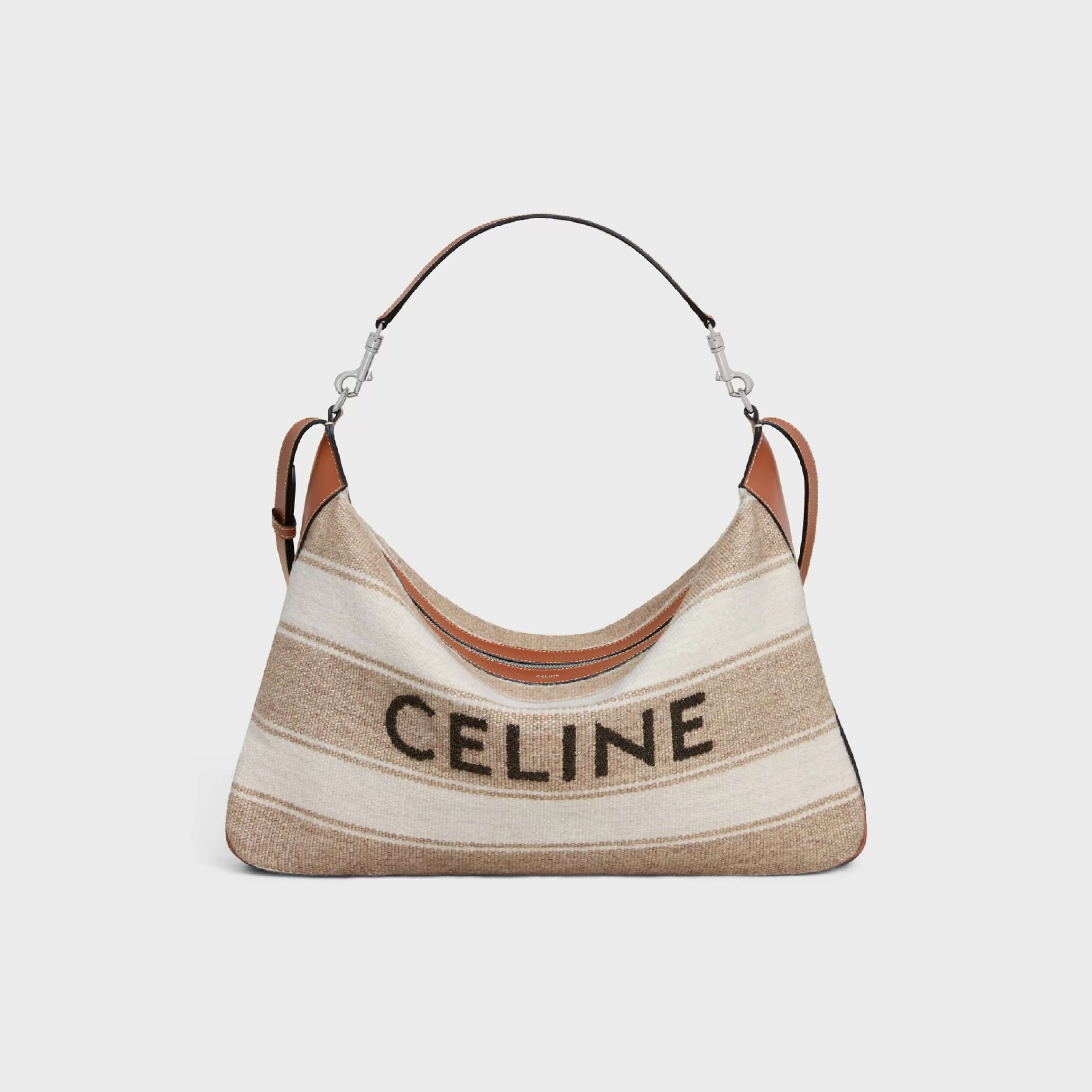 Large Strap Romy in Textile with jacquard and calfskin^CELINE Store