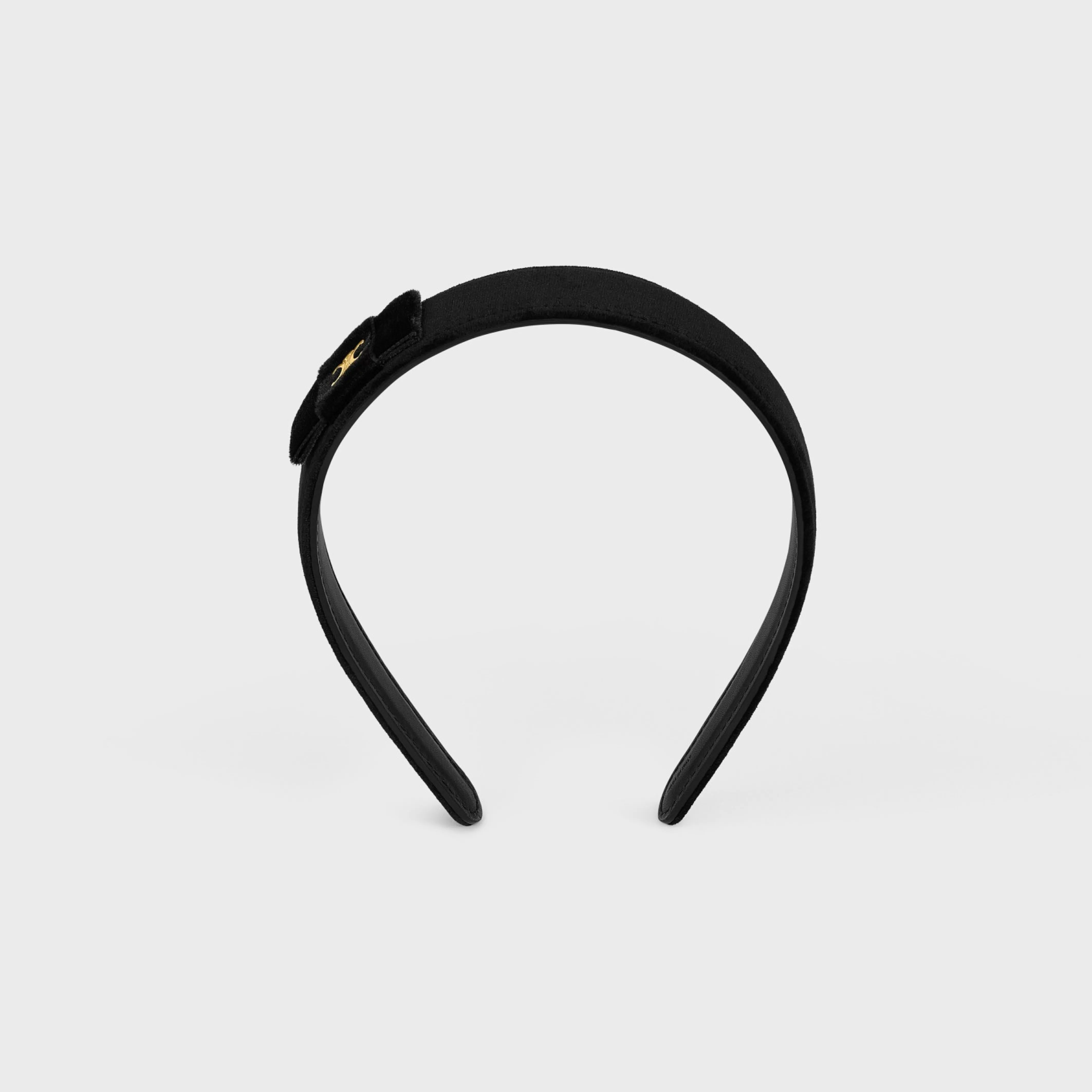 Le Soir Ribbon Headband in Polyester, Calfskin and Brass with Gold Finish^CELINE Best