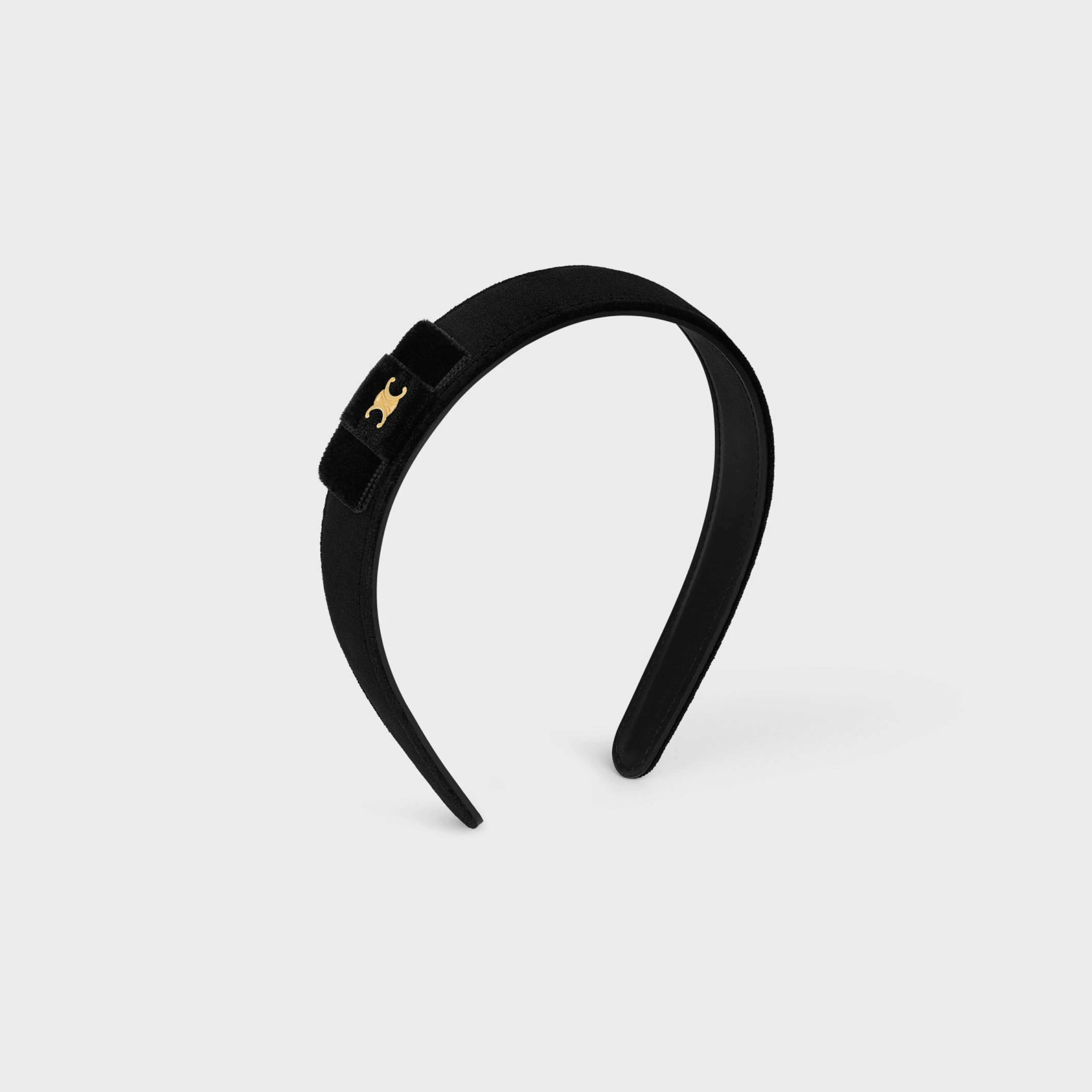 Le Soir Ribbon Headband in Polyester, Calfskin and Brass with Gold Finish^CELINE Best