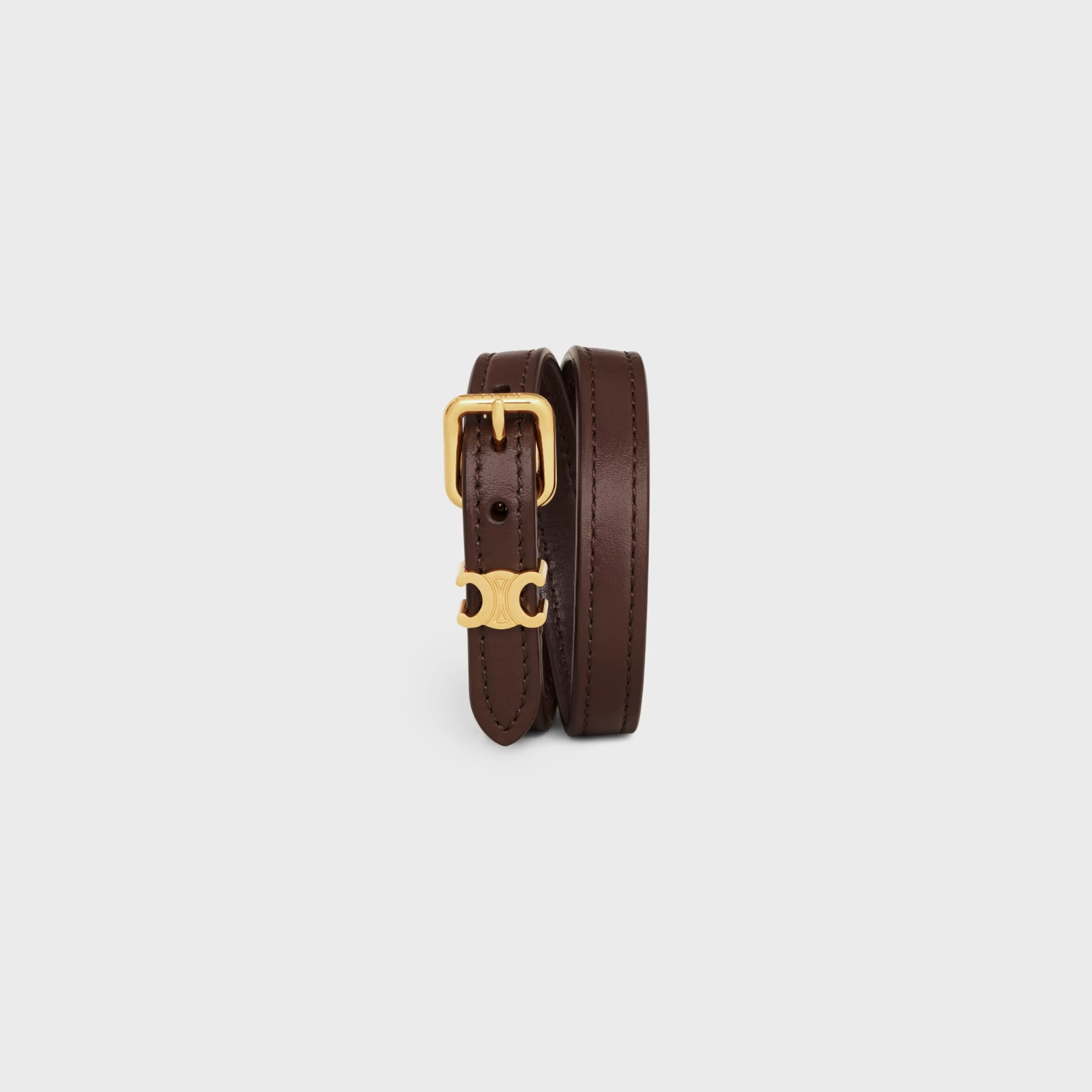Les Cuirs Double Bracelet in Calfskin and Brass with Gold Finish^CELINE Online