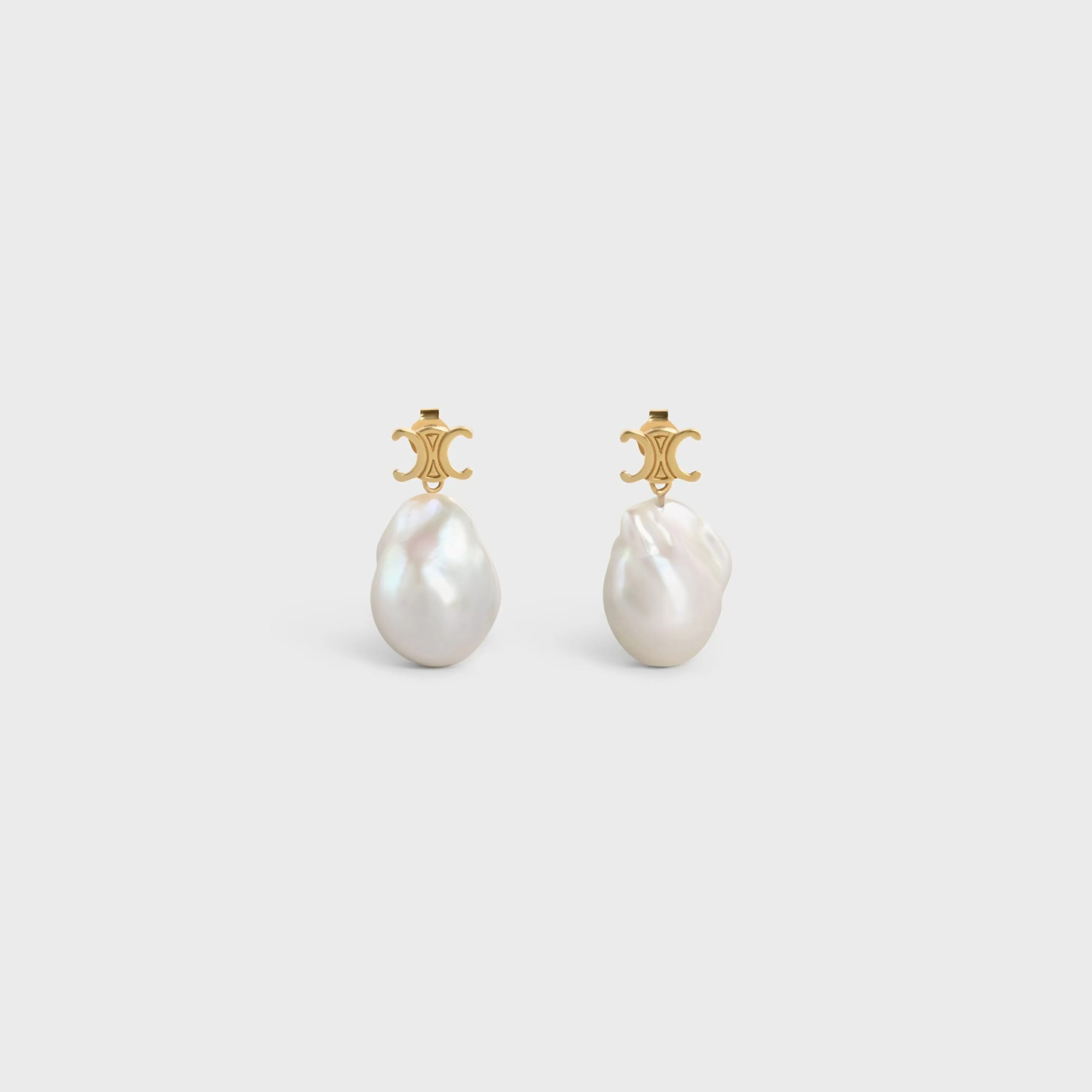 Les Perles Baroque Earrings in Brass with Gold Finish and Cultured Pearls^CELINE Hot