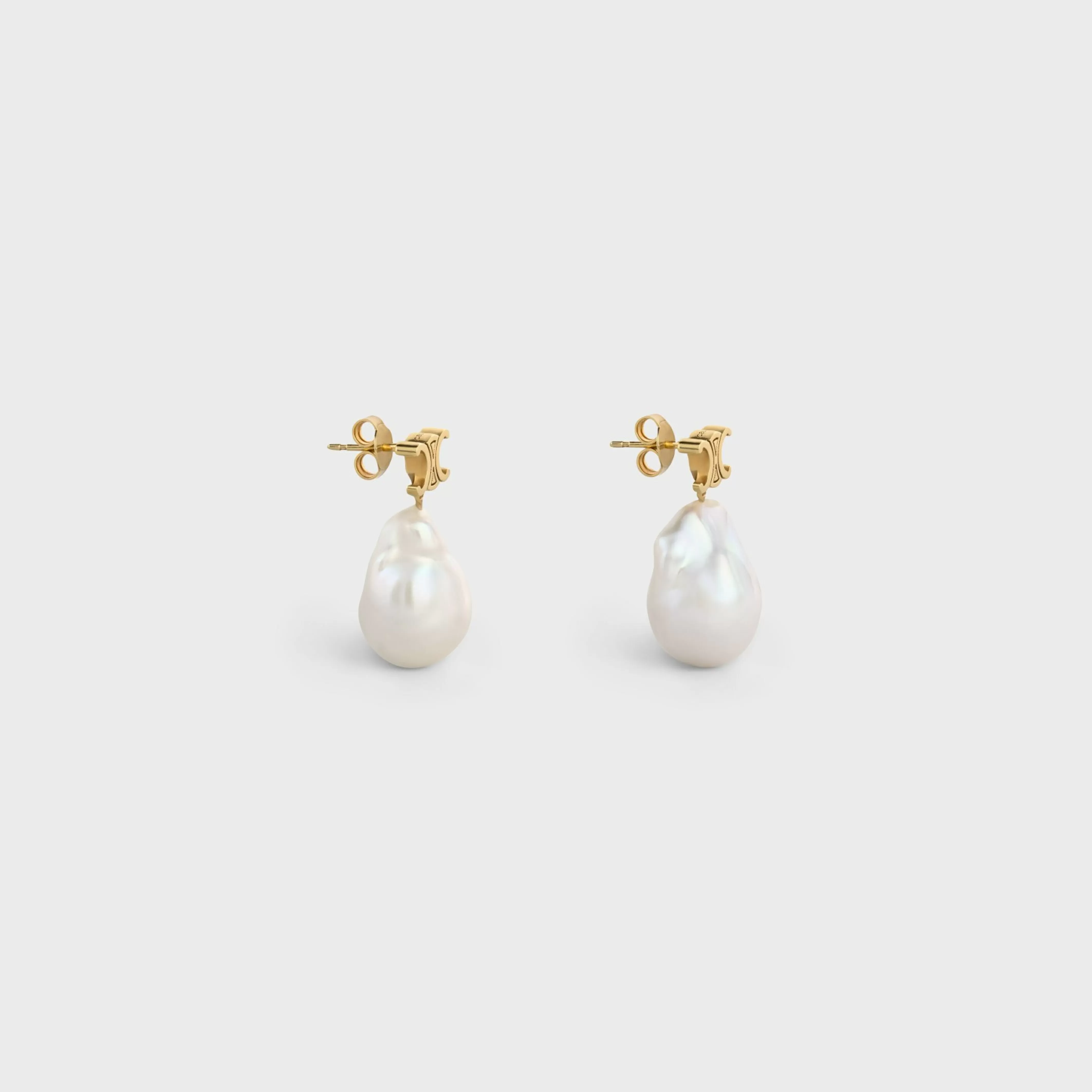 Les Perles Baroque Earrings in Brass with Gold Finish and Cultured Pearls^CELINE Hot