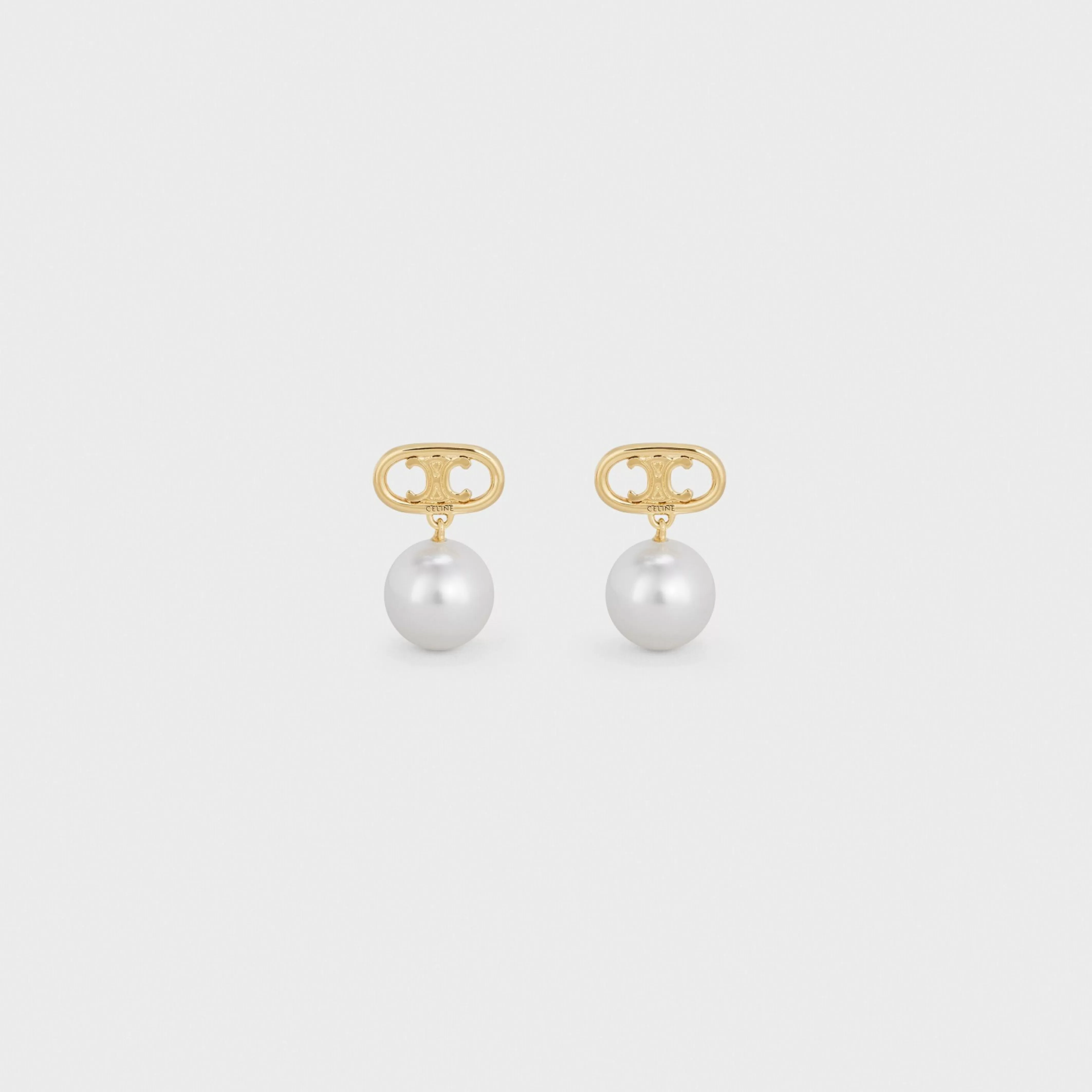 Les Perles Earrings in Brass with Gold Finish and Glass Pearls^CELINE Best