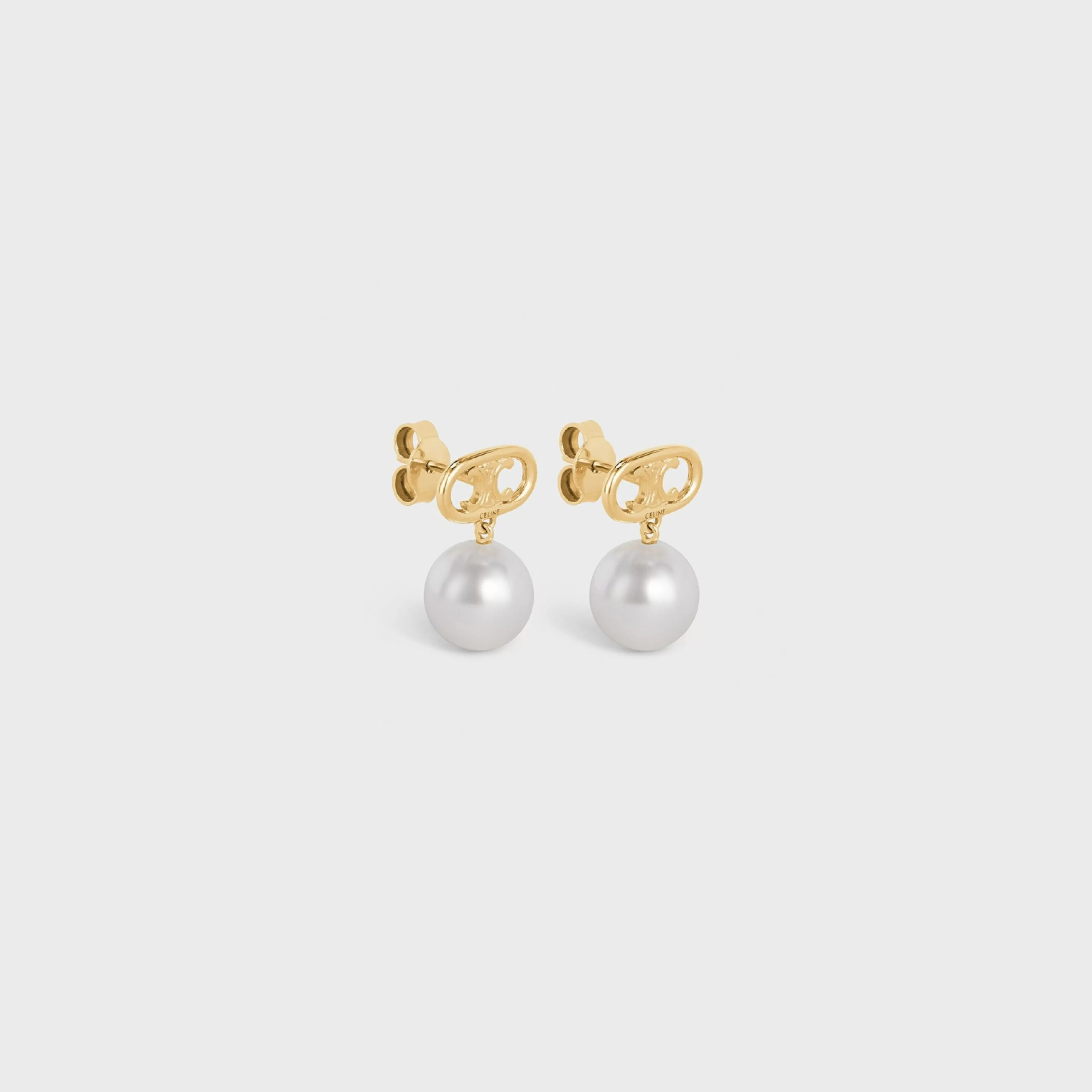 Les Perles Earrings in Brass with Gold Finish and Glass Pearls^CELINE Best
