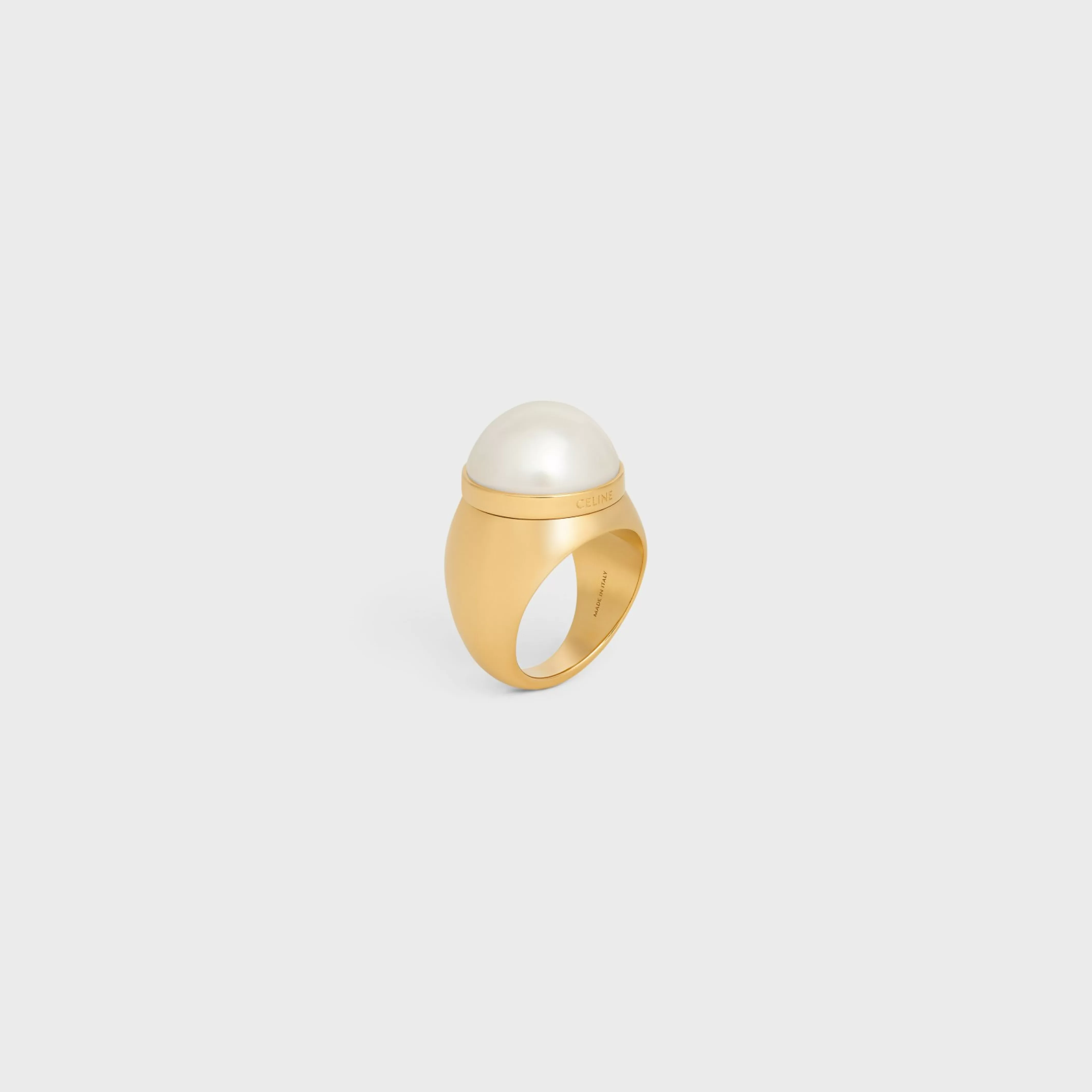 Les Perles Ring in Resin Pearls and Brass with Gold Finish^CELINE Clearance
