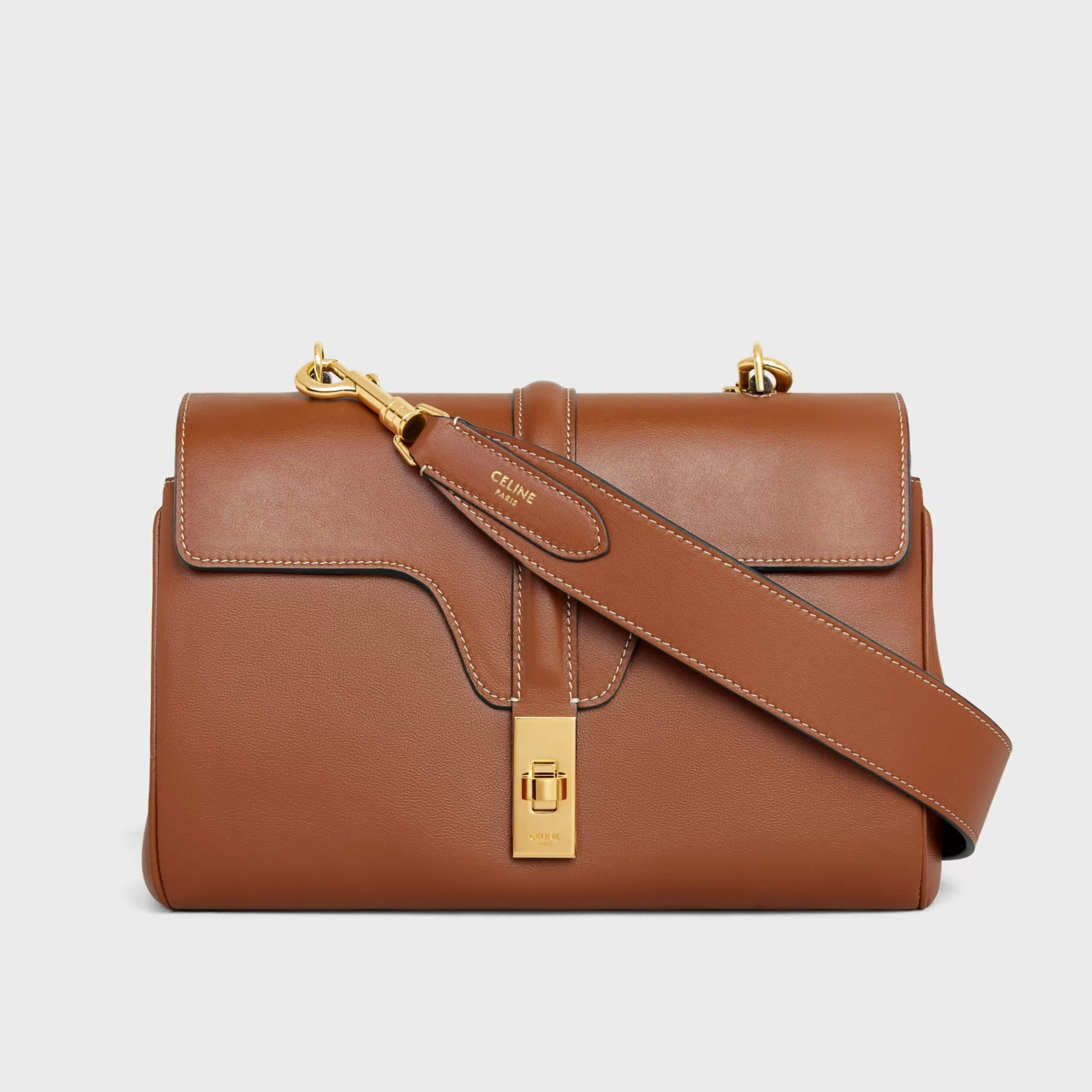 Long Strap in smooth calfskin with GOLD FINISHING^CELINE Sale