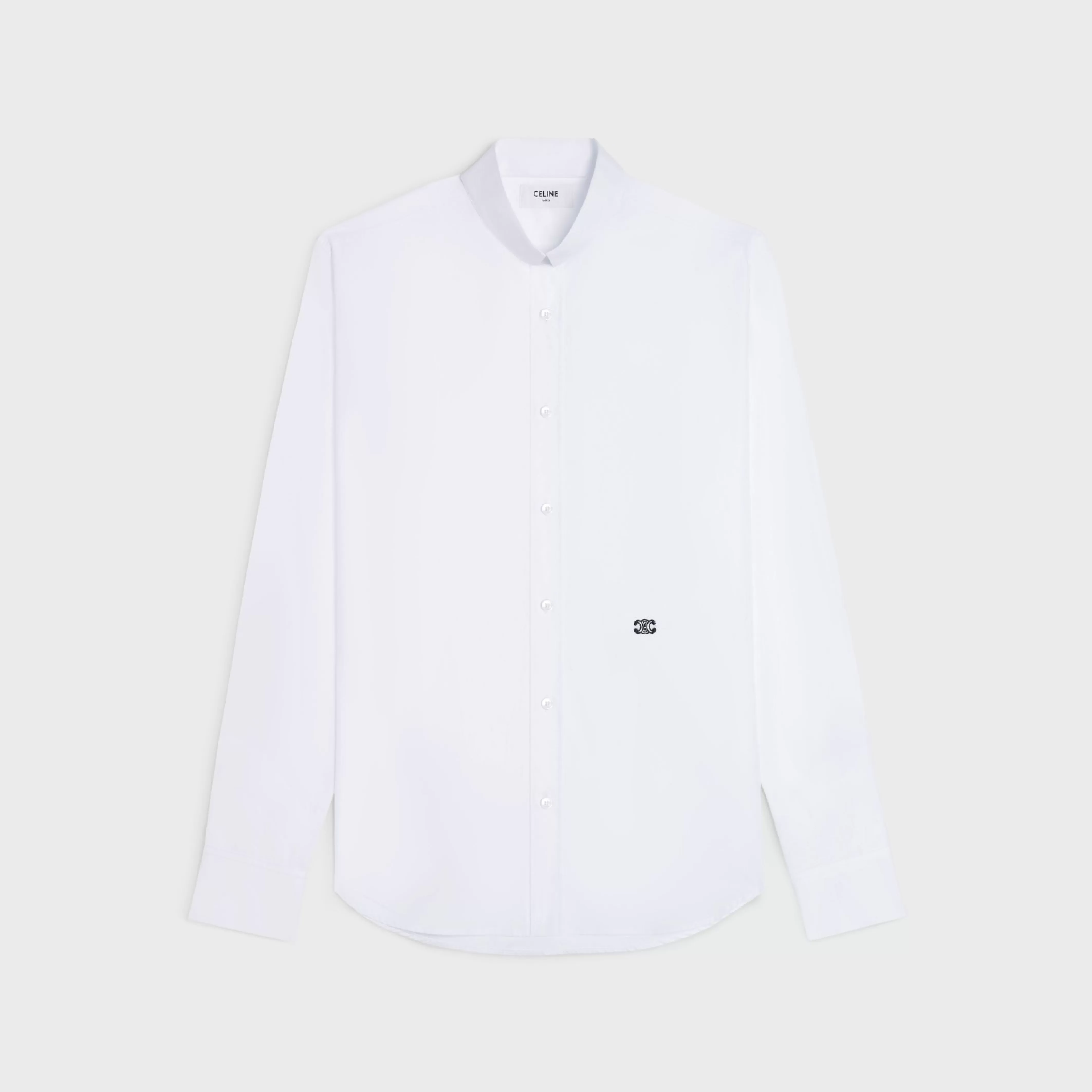 loose shirt with inverted collar in cotton poplin^CELINE Store