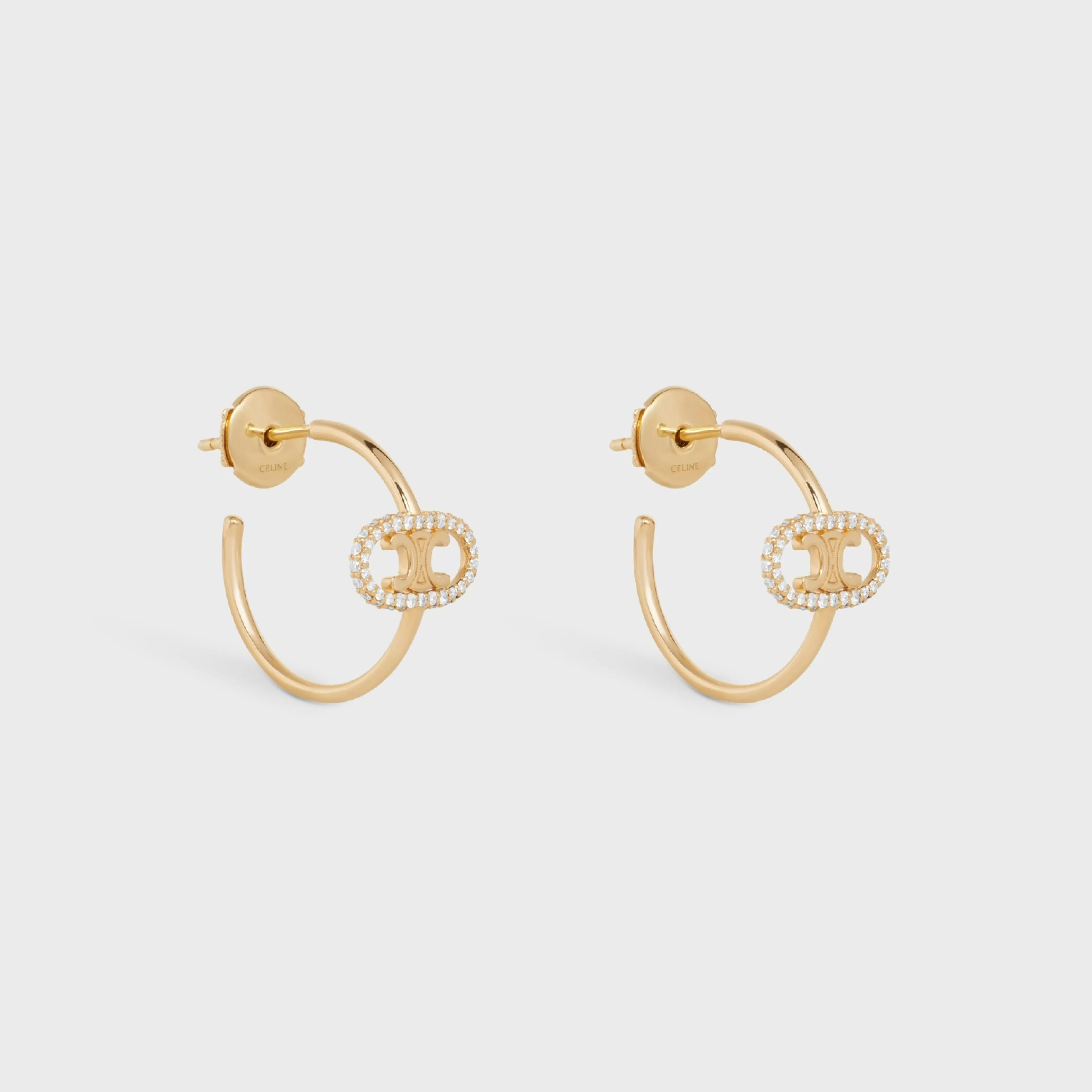 Maillon Triomphe Hoops in Yellow Gold and Diamonds^CELINE Discount