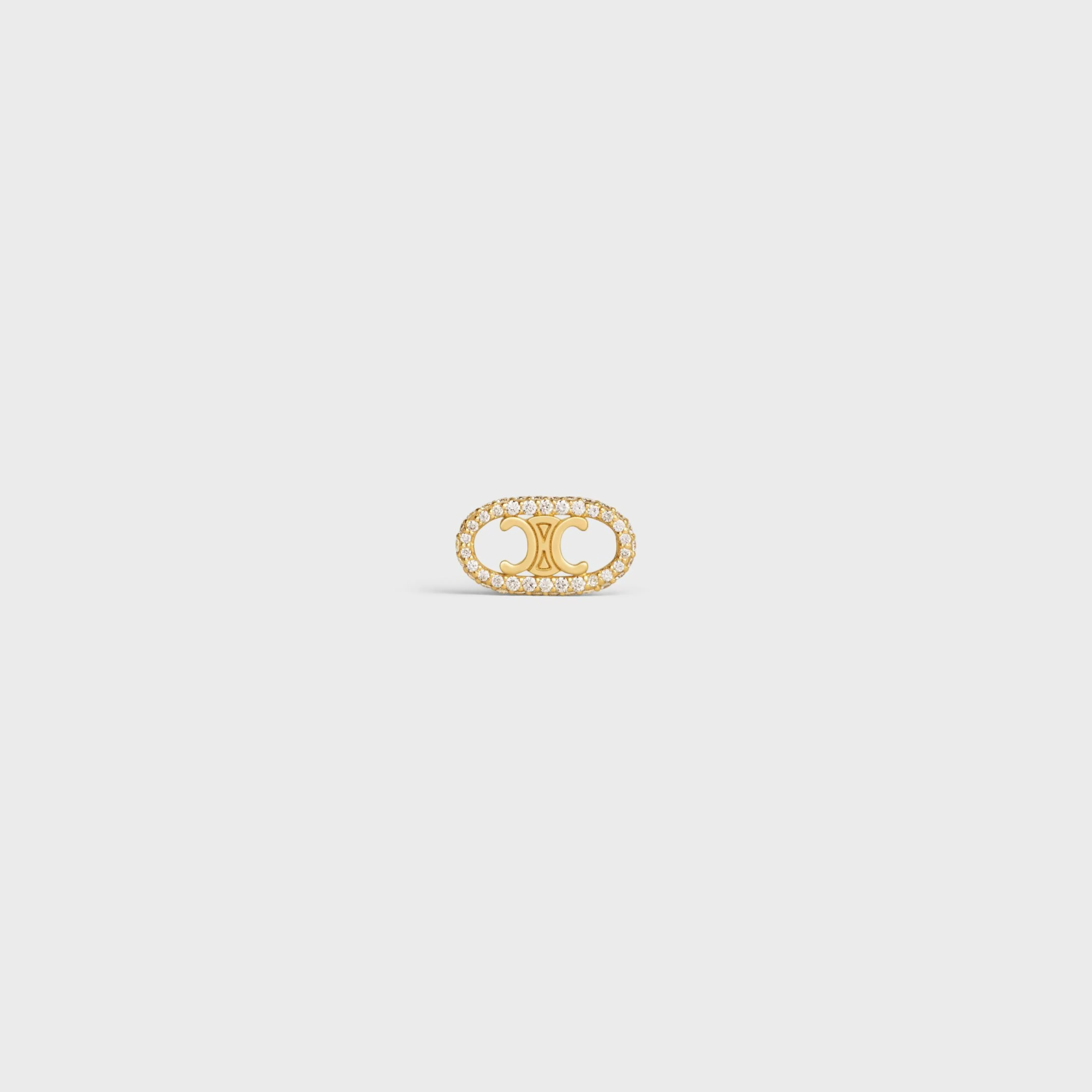 Maillon Triomphe Stud in Yellow Gold and Diamonds^CELINE Flash Sale