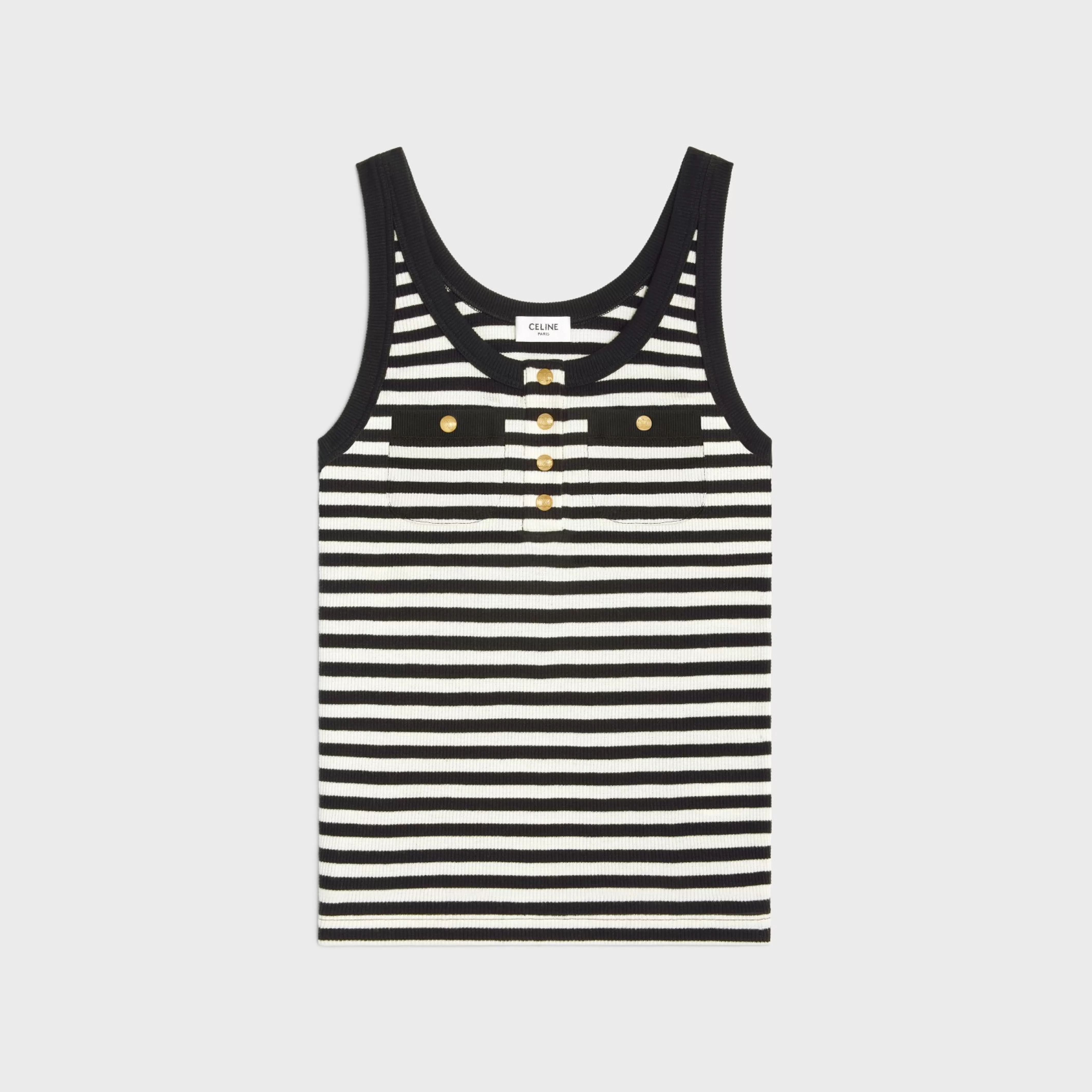 marinière tank top in ribbed cotton jersey^CELINE Fashion