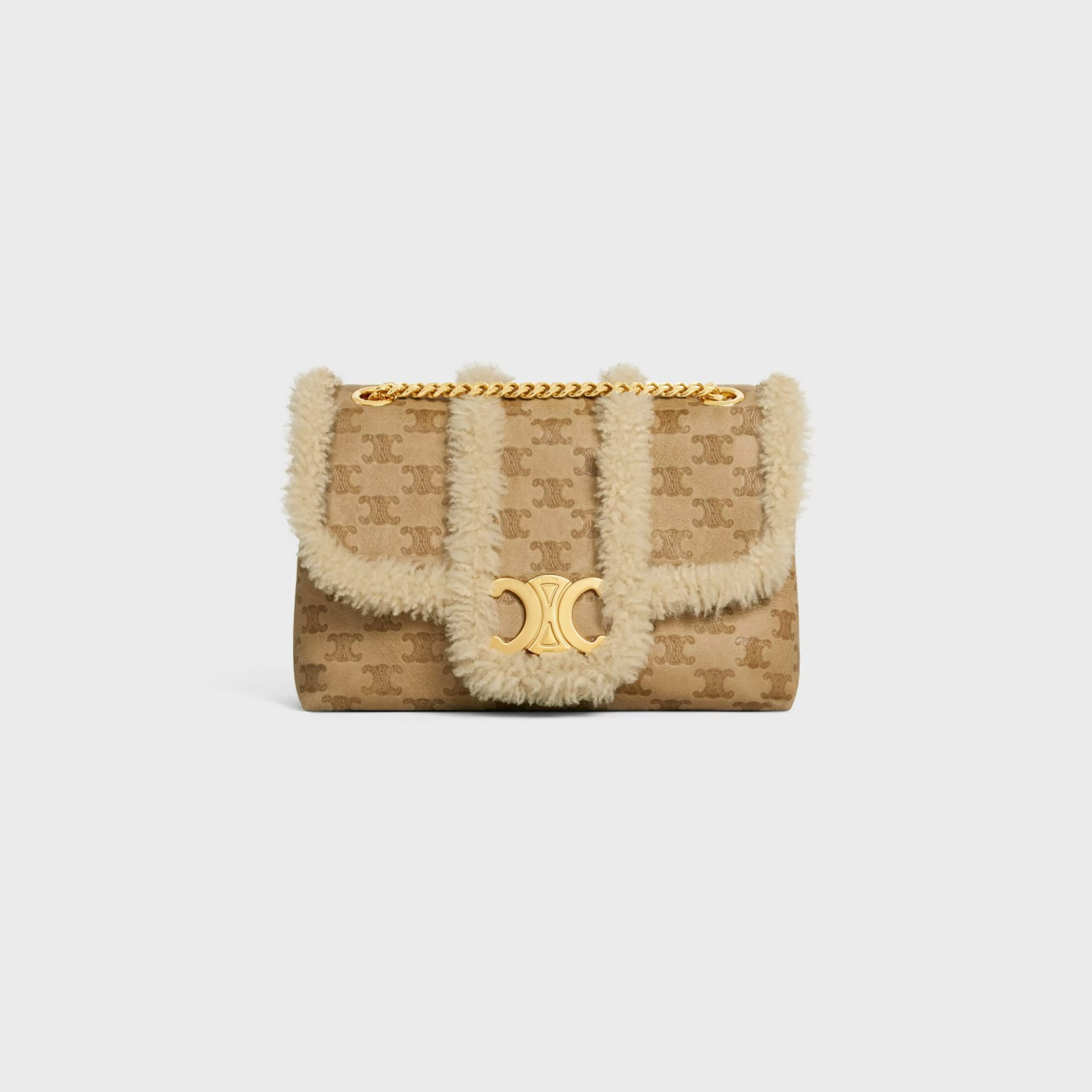 Medium Victoire Bag in SHEARLING WITH TRIOMPHE ALL-OVER^CELINE Outlet