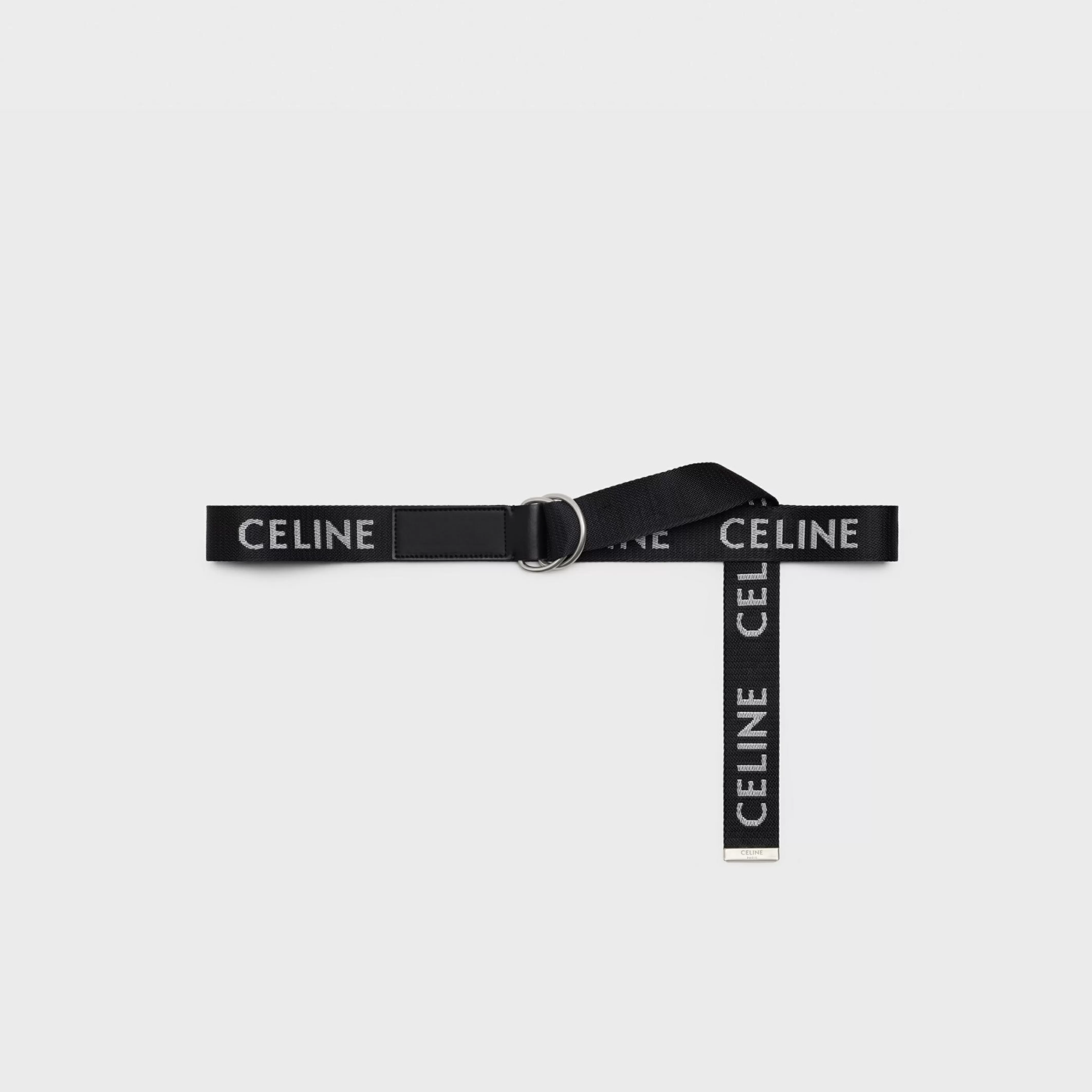 MEDIUM DOUBLE RING BELT in Jacquard Textile and Calfskin^CELINE Best